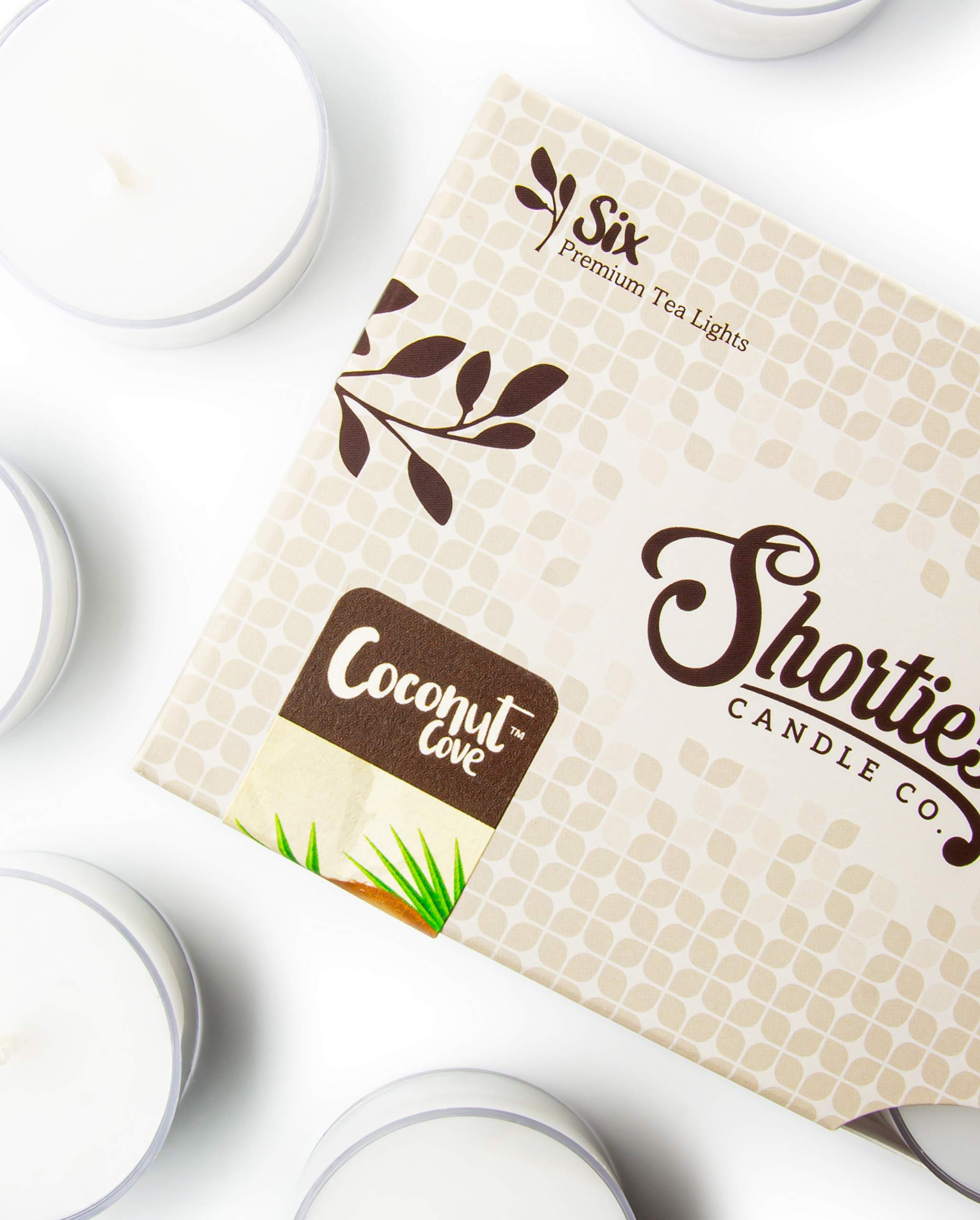 Coconut Cove Premium Tealight Candles - 6 White Highly Scented Tea Lights - Beautiful Candlelight - Made In The Usa - Fruit & Be