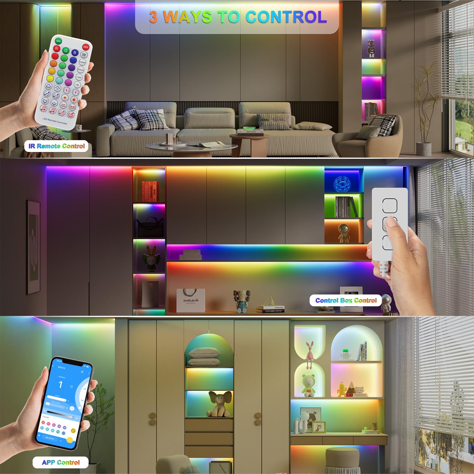 Pautix 32.8Ft Rgb Smart Ic Cob Led Strip Light, App Control, Music Mode, Ul-Listed