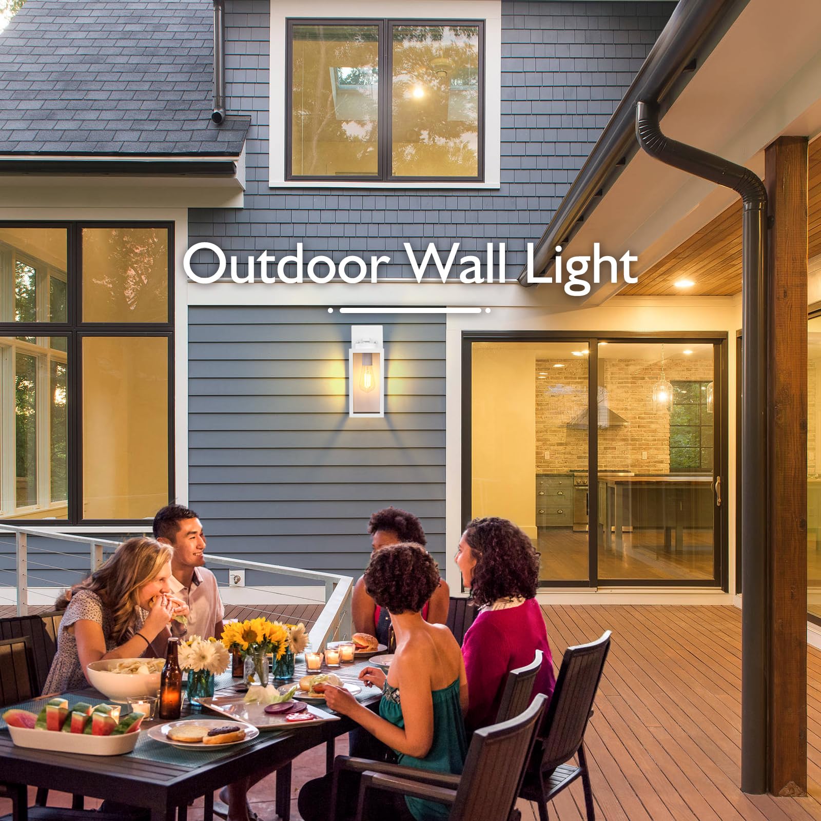 Beslowe Outdoor Wall Light Fixtures, Exterior Waterproof Wall Lanterns, White Porch Sconces Lighting With E26 Sockets & Glass Sh