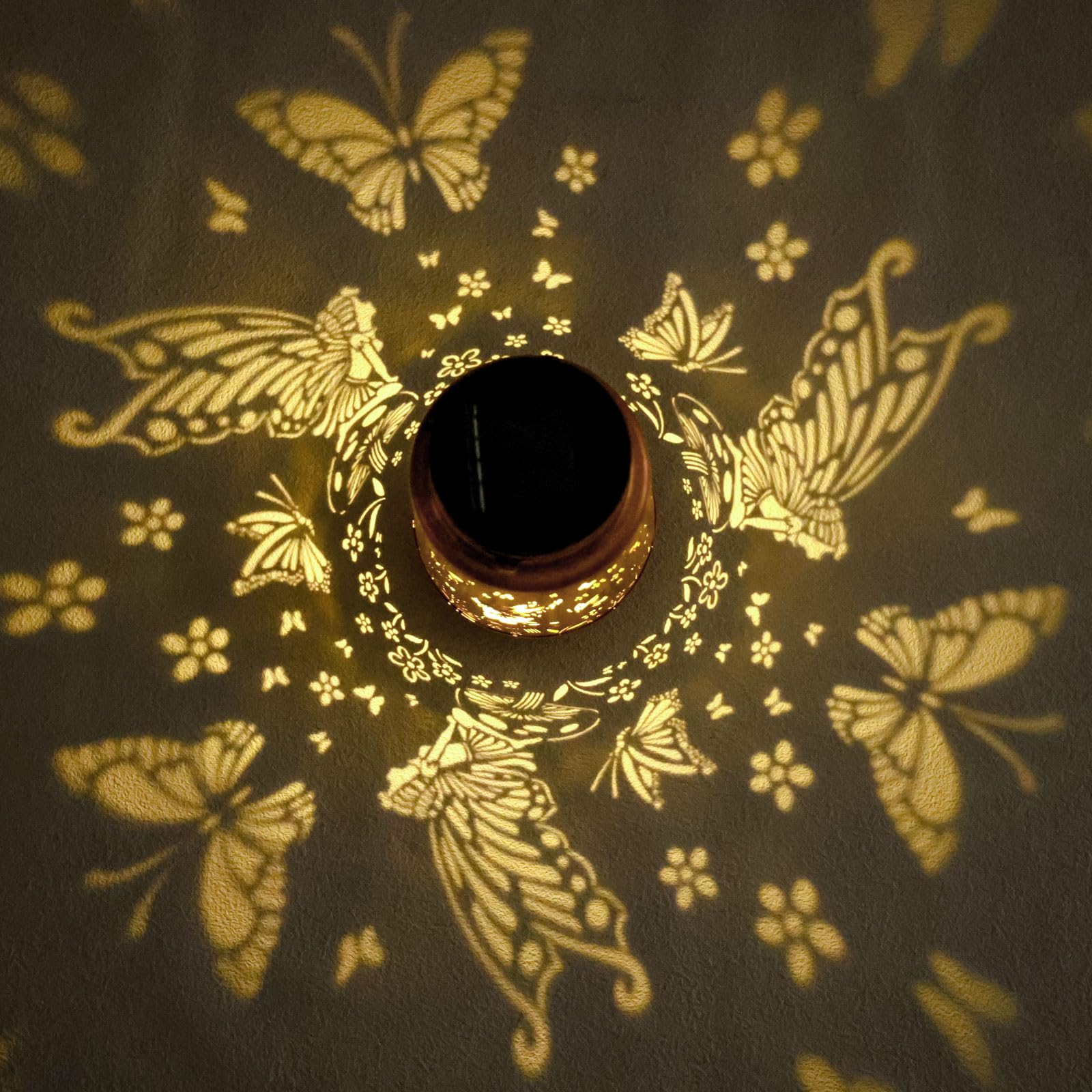 2 Pack Fairy Solar Lanterns Outdoor Waterproof Hanging Butterfly Solar Lights Christmas Gifts For Women Mom Metal Solar Decorative Led Lanterns Outside For Garden, Yard, Patio, Lawn, Porch, Backyard