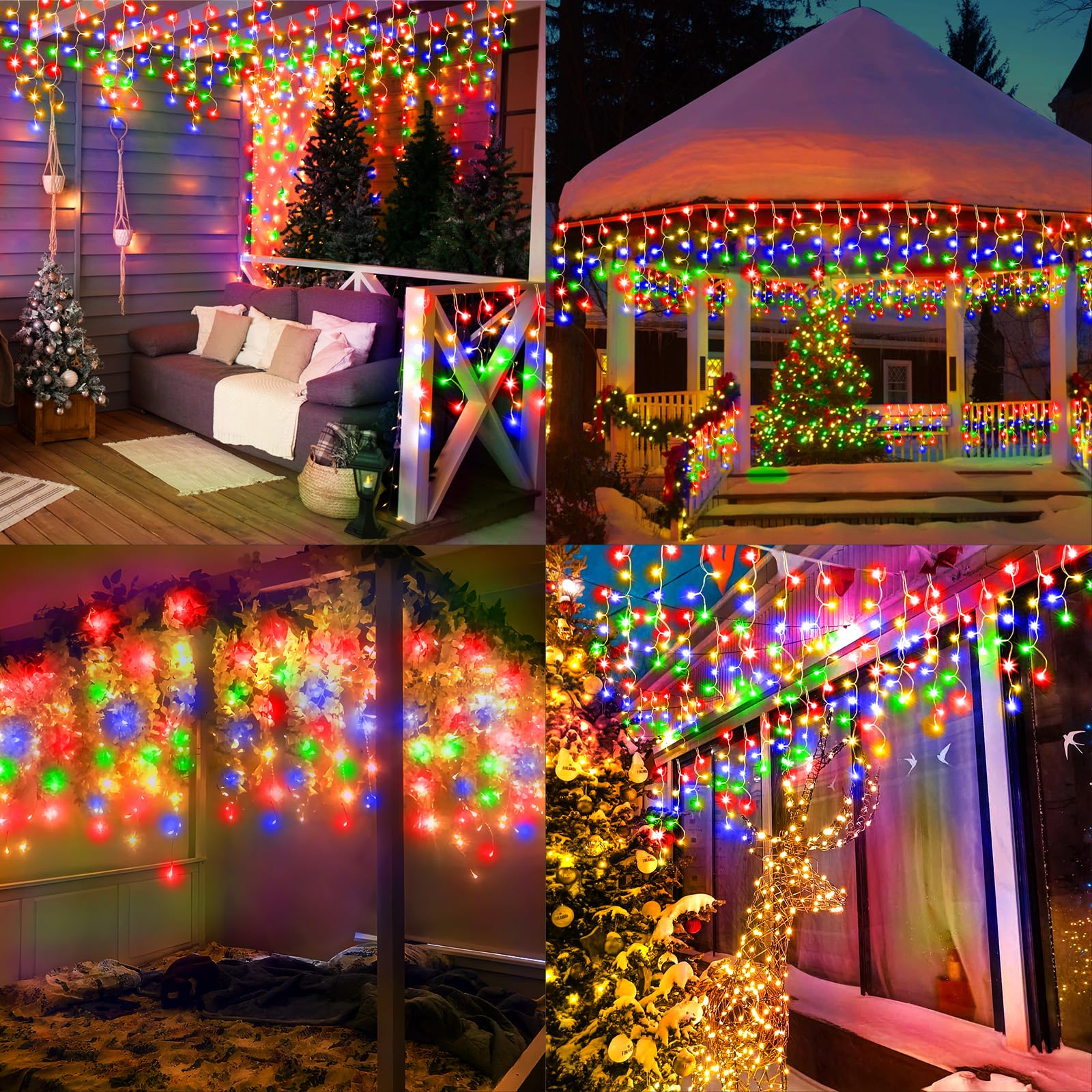 Knonew 400 Led 43Ft Multicolor Outdoor String Lights With 75 Drops, 8 Modes, Connectable, Timer & Memory Function, Water Resista