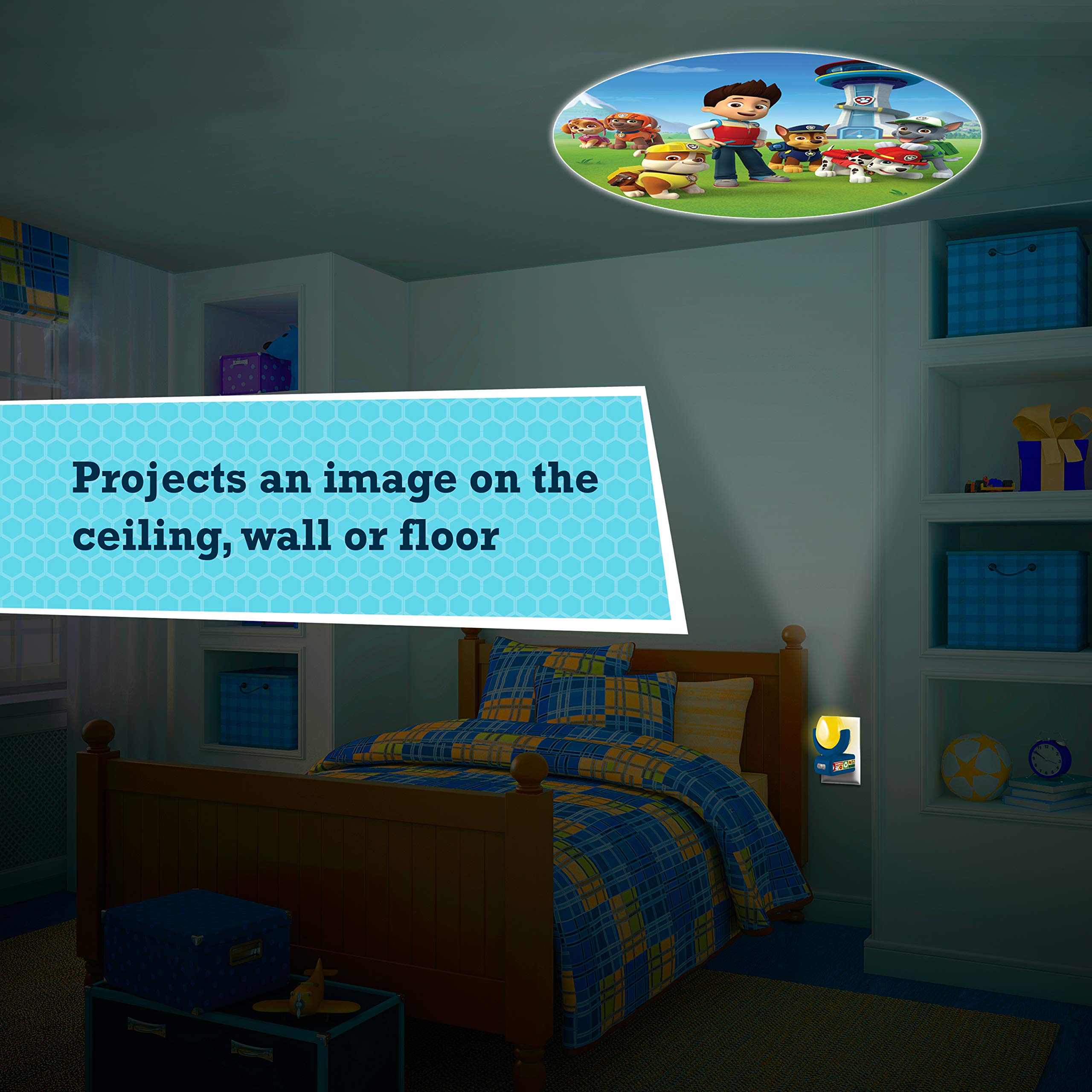 Projectables Paw Patrol Led Night Light Projector, Plug-In, Dusk-To-Dawn Sensor, Rubble, Chase, Skye, Marshall, Alex Porter, For