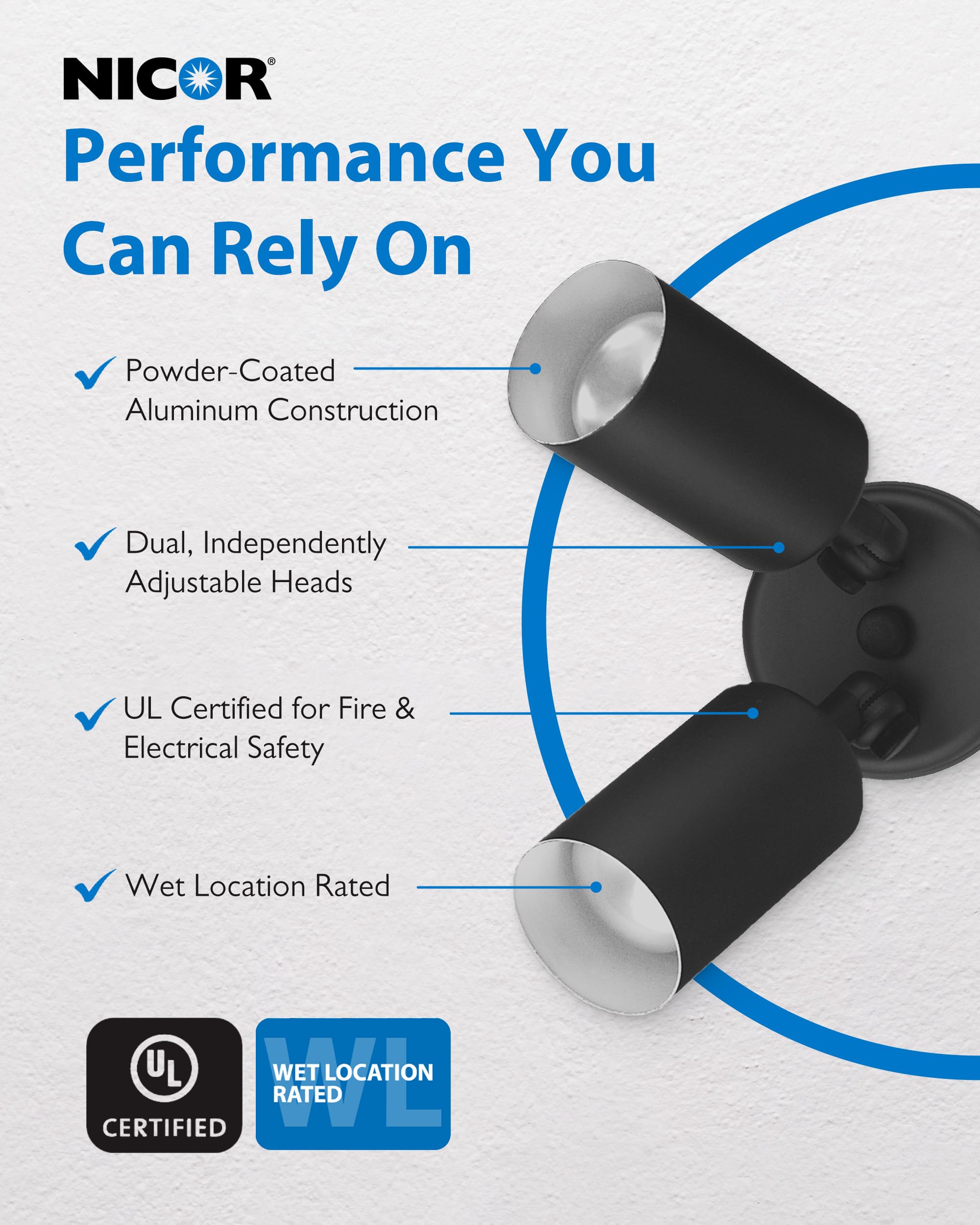 Nicor Lighting 11521 Flood Light, Black