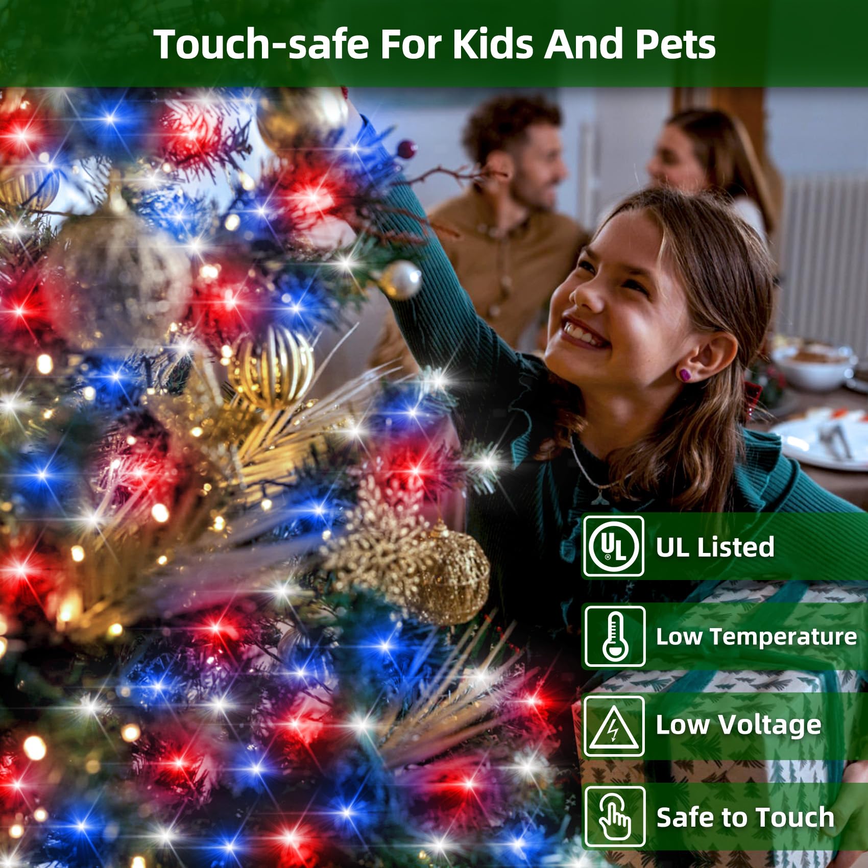 1500Led Christmas Lights Outdoor Use  470Ft 12 Modes Red Blue And White Led String Lights With Timer Dimmable  Waterproof Christmas Tree Lights For Xmas Patio Yard Fence Balcony Garden Decor