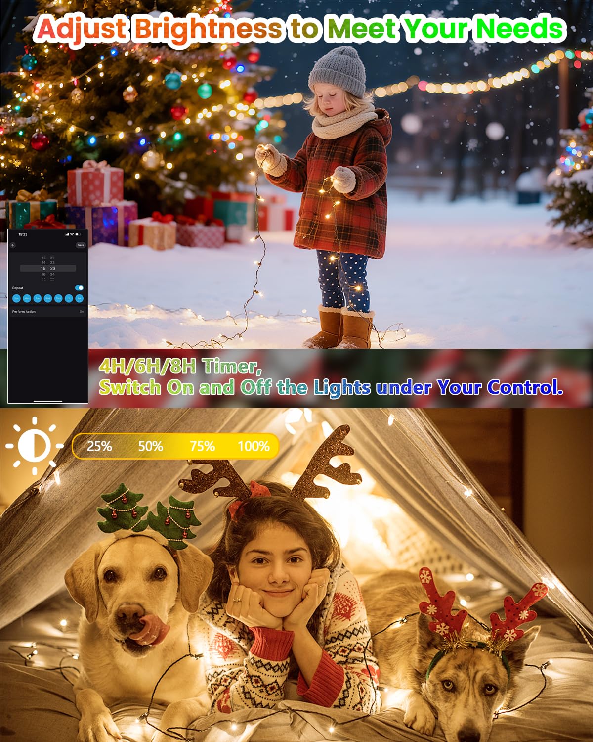 Smart Color Changing Christmas String Lights  206Ft 600Led App Control Rgb Led String Lights With Remote & Timer  Waterproof Twinkle Christmas Tree Lights Indoor Outdoor Holiday Xmas Tree Decorations