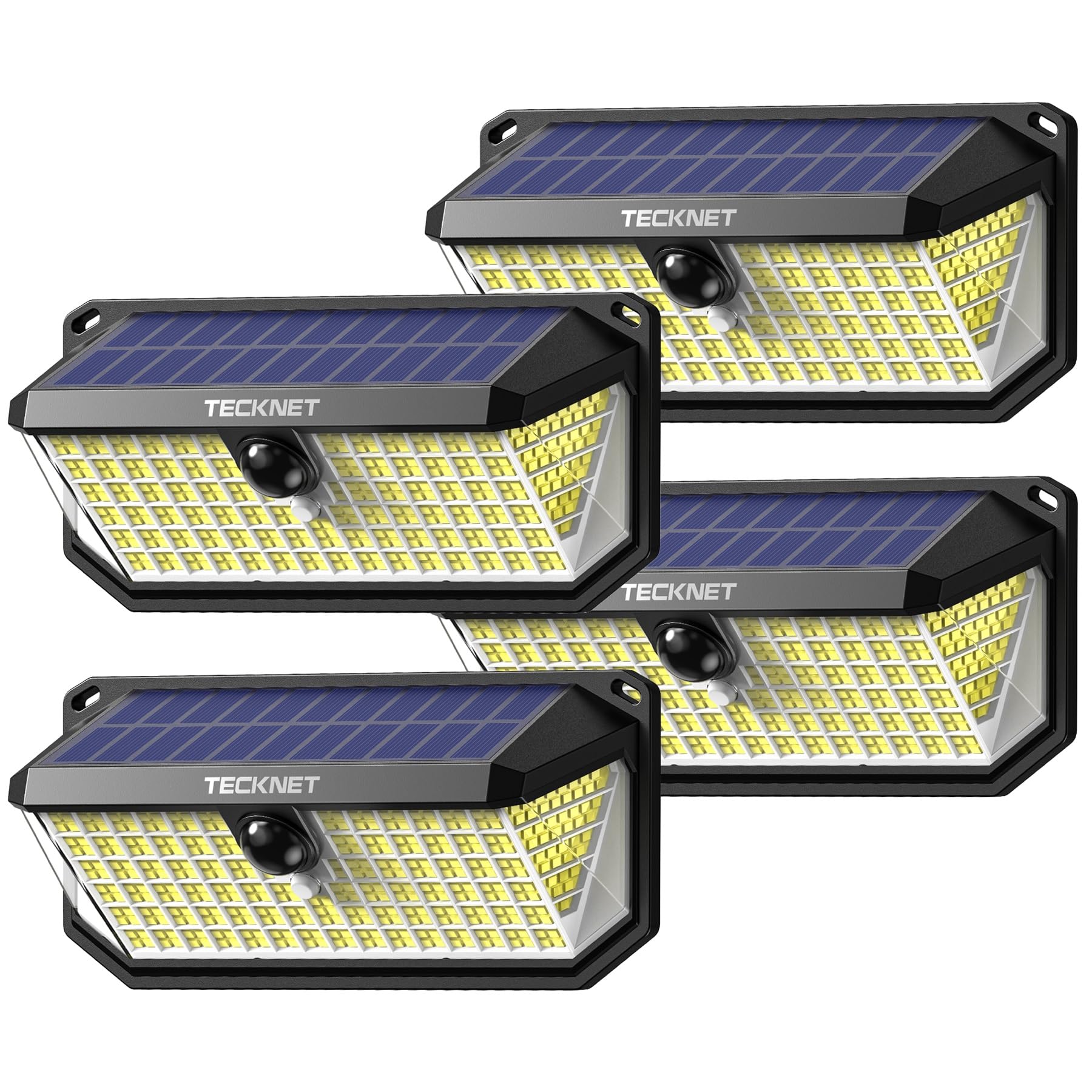 TECKNET 416 LED Solar Lights Outdoor, 300° Wide Angle, 3 Modes, Waterproof, 4 Pack, Cool White, Model TK-SL003