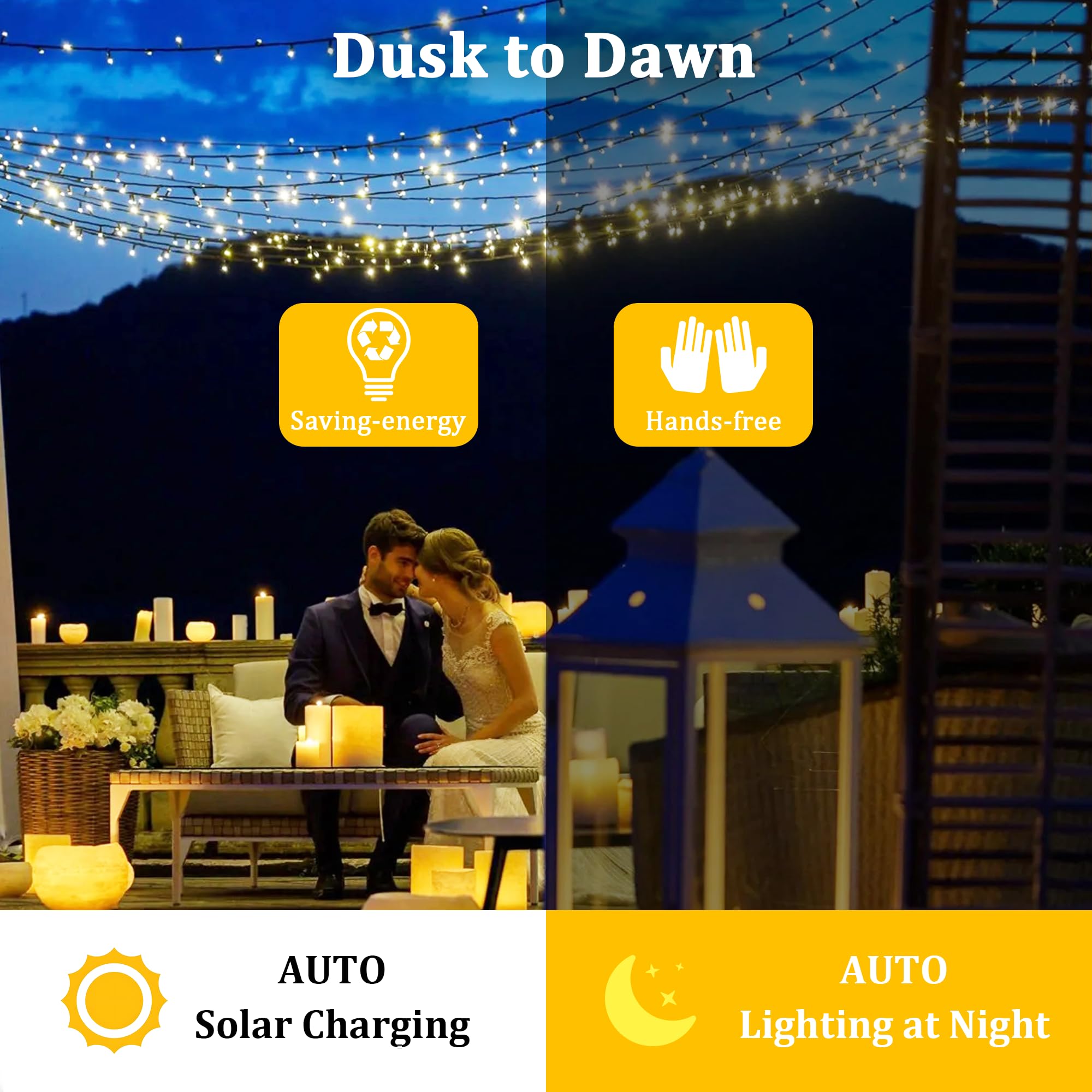 2-Pack 200Ft Solar String Lights For Outside, 600 Led Extra-Bright Solar Light Outdoor With 19 Modes & Timer, Waterproof Fairy Solar Lights For Garden Patio Tree Christmas Decorations (Warm White)