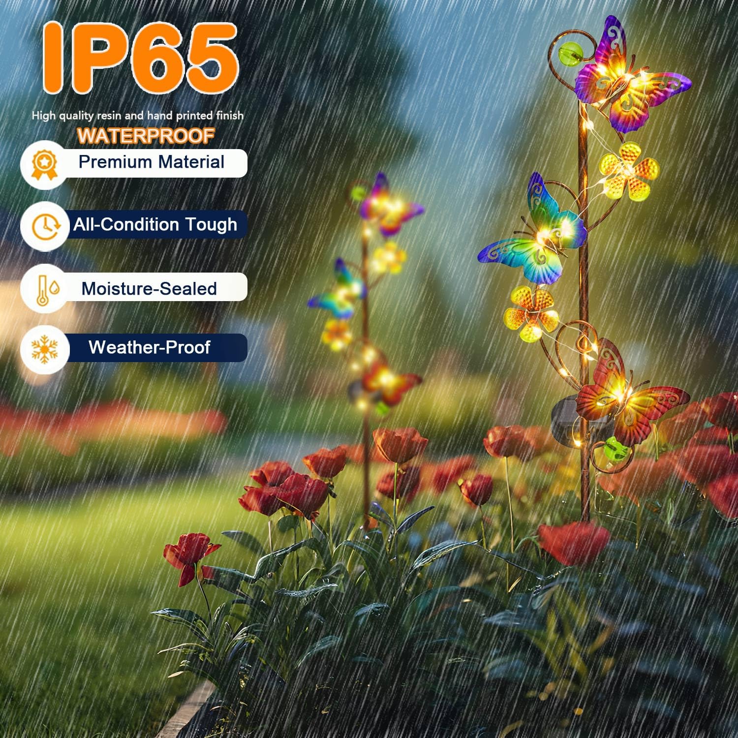 NAN ZAI NAN FANG Butterfly Solar Stake Lights, Waterproof, for Outdoor Decor, Garden,Lawn,Patio or Courtyard, 2 Pack