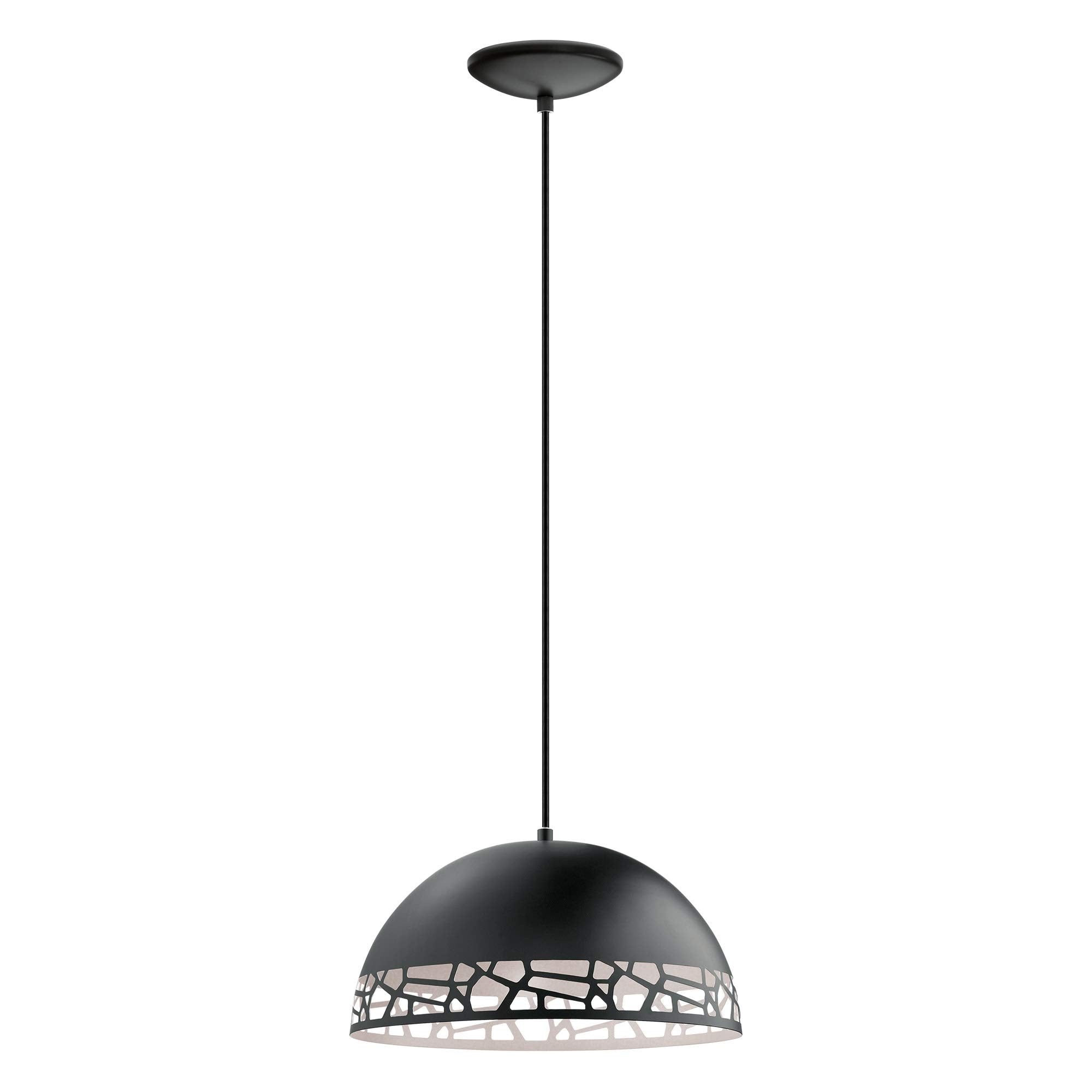 EGLO Savignano Pendant Light, Metal, 15-Inch, Matte Black & White, Model 97441A