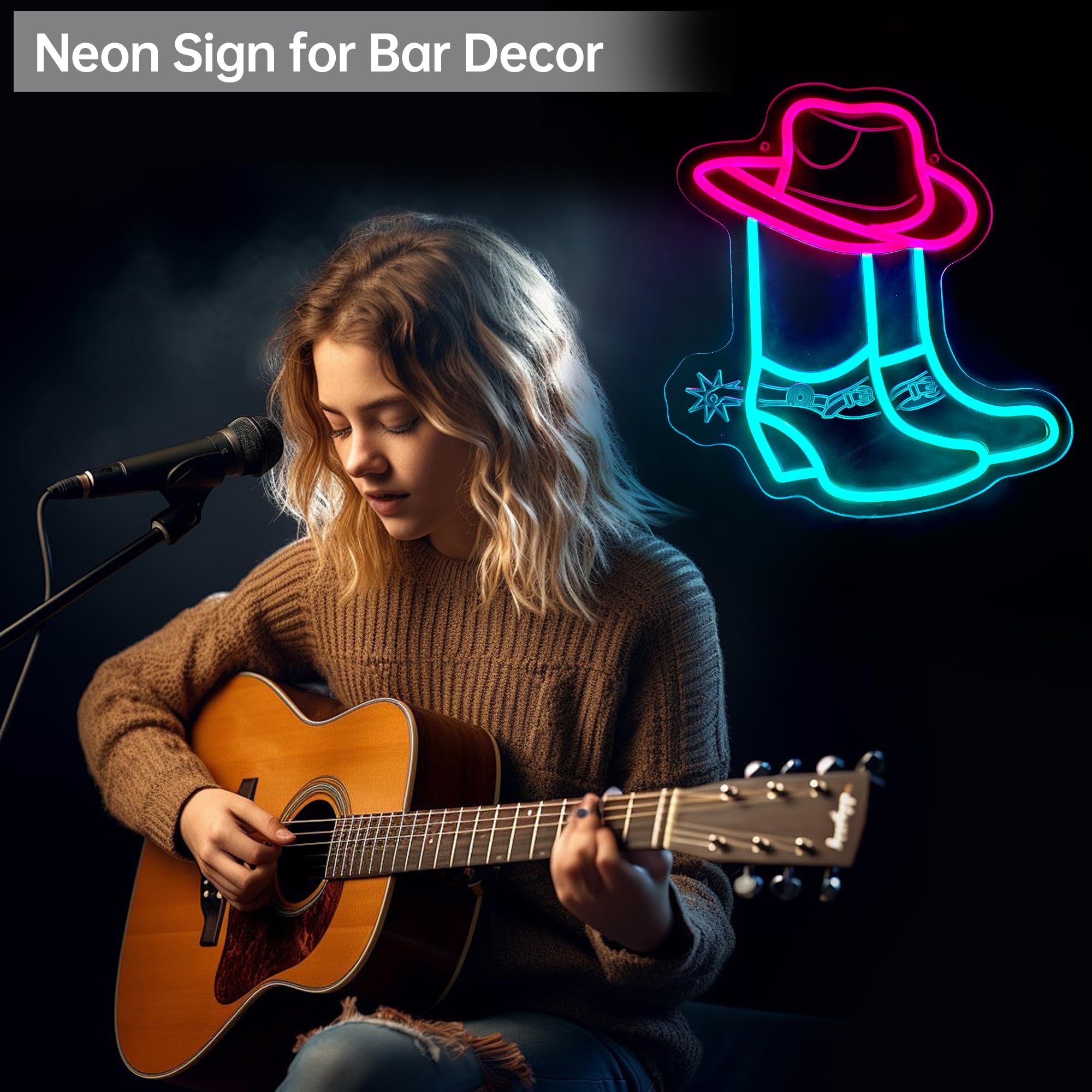 Cowboy Boot Neon Signs For Wall Decor-Cowgirl Boots With Hat Neon Signs For Decor  Pink Aesthetic Western Wall Art  Cowboy Led Sign For Game Room Bedroom Party Bar  Birthday Christmas Gifts  Dimmable Switch Usb Power  Adhesive Hook Included
