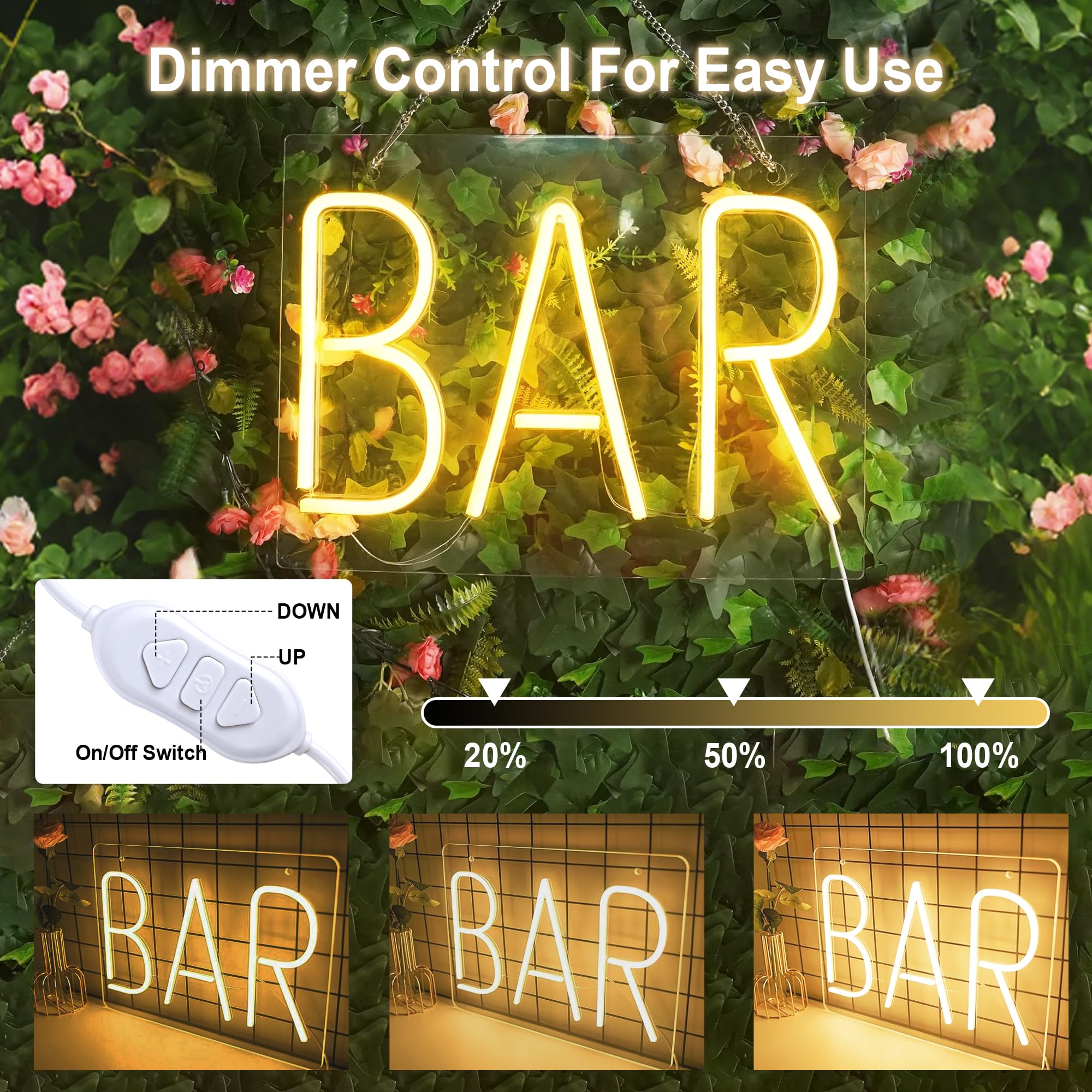 Jiuruiffc Neon Bar Sign - Usb Powered Led Wall Decor, Warm White, Model 10, Acrylic Material, Perfect For Home Bar Or Party