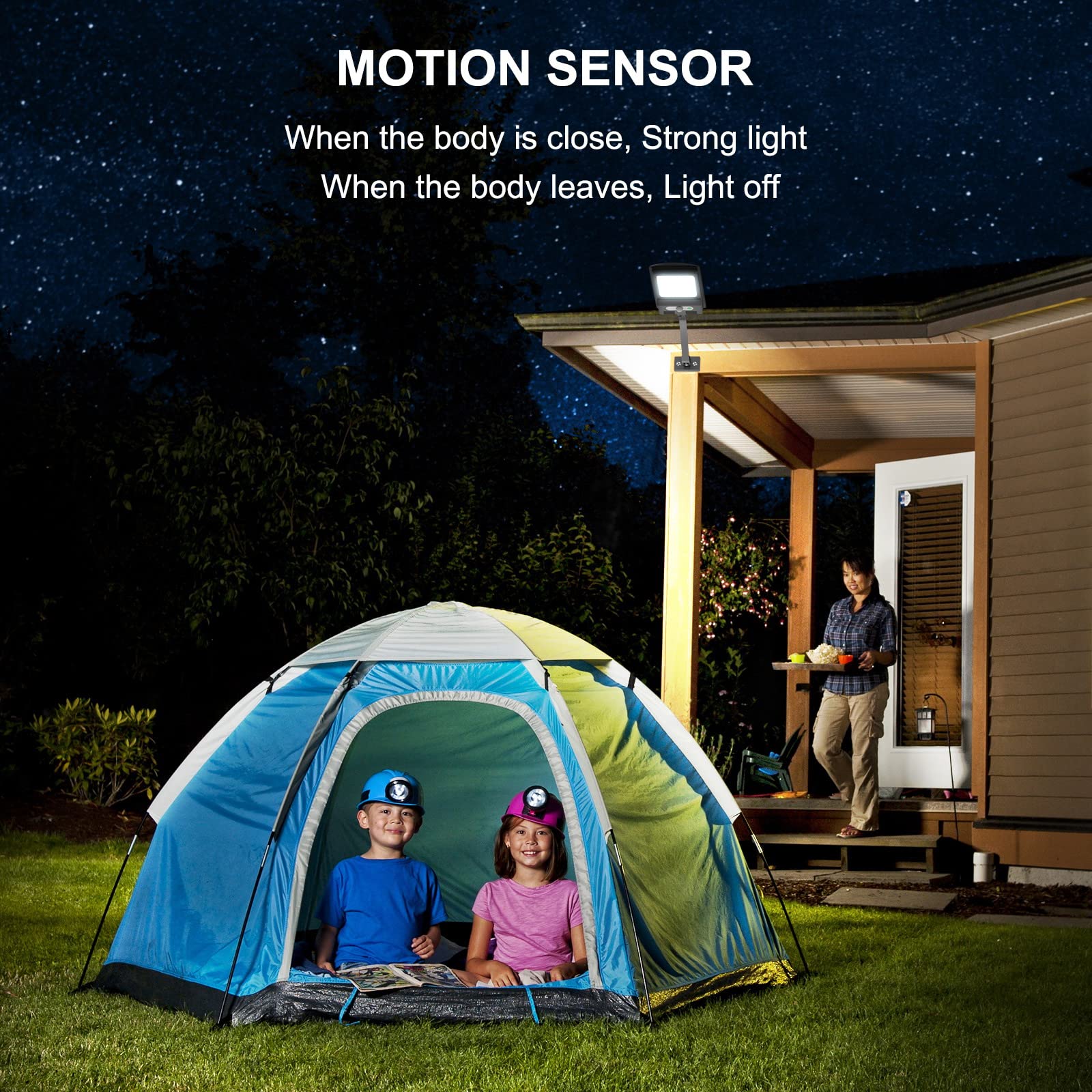 Engrepo Solar Lights Outdoor, 1000Lm Motion Sensor, Waterproof Flood Light, 2 Pack, Black