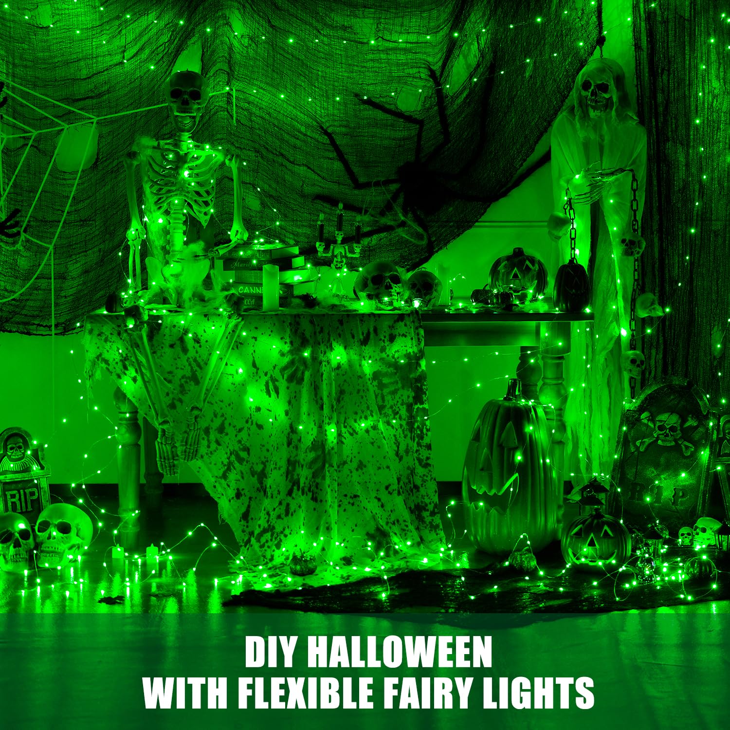 Jmexsuss 2 Pack 100 Led Green Fairy Lights, 66Ft Battery Operated Twinkle String Lights With Remote, 8 Modes For St PatrickS Day, Halloween, Xmas