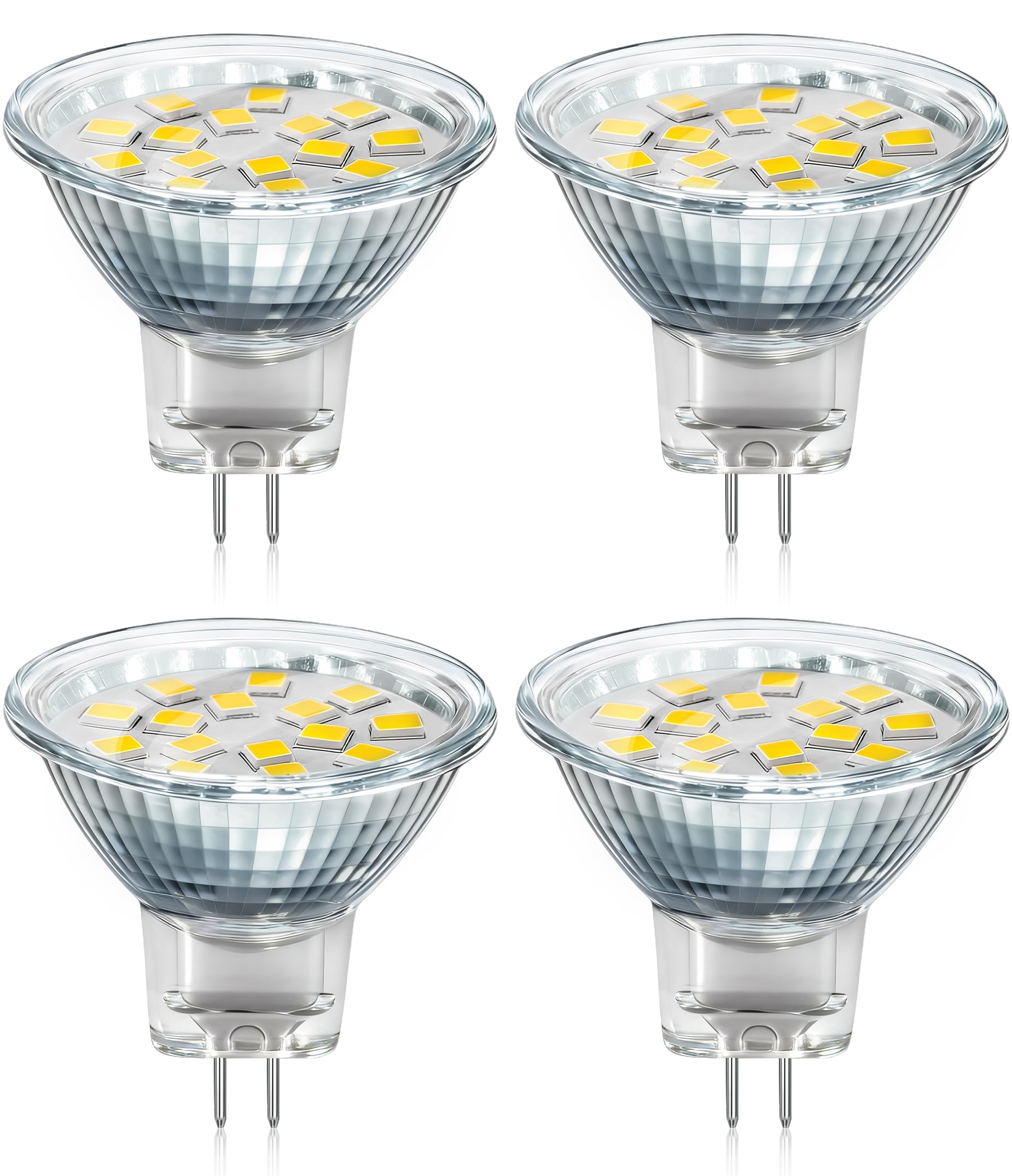 Akynite MR11 GU4 12V-24V LED Light Bulbs, 2W Equivalent 10W-20W Halogen GU4 Bi-Pin Base Spotlight Bulb, 3000K Warm White MR11 Bu