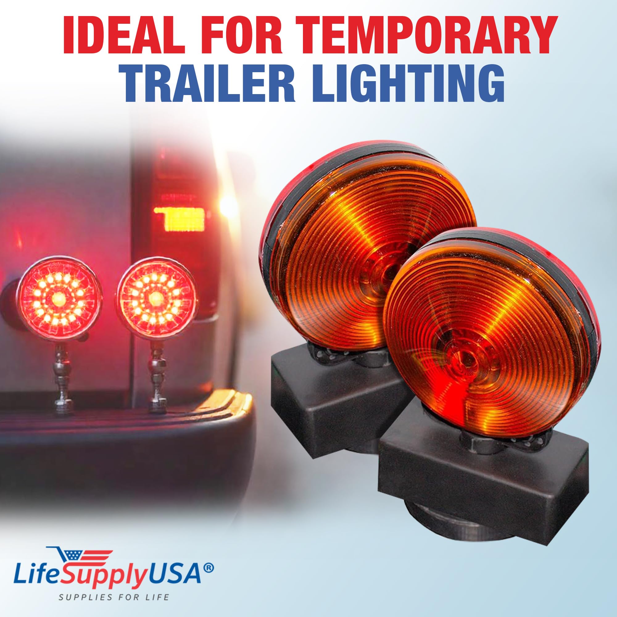 LifeSupplyUSA 12V Magnetic Trailer Tow Light Kit - Black, Regular Bulb for Auto, Boat, RV, Trailer Lighting Solutions