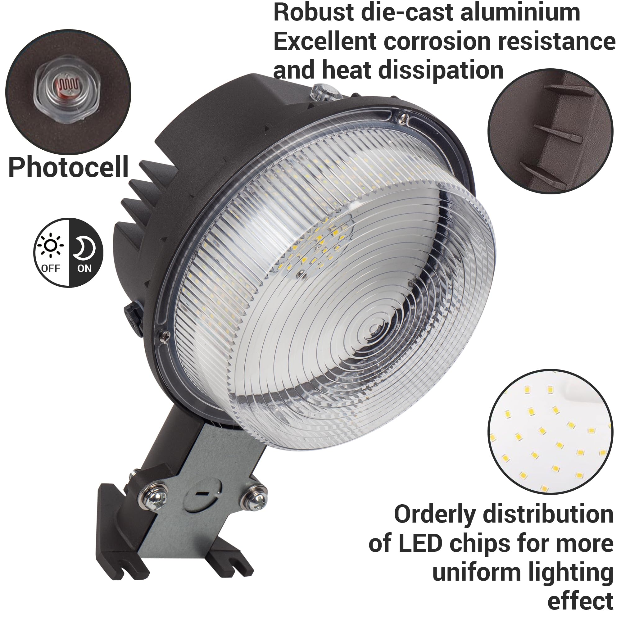 TERRASON LED Security Area Light 55W - 7500 Lumens, 5000K, Dusk to Dawn, Aluminum, Model ST-AL-43W-50K, Bright