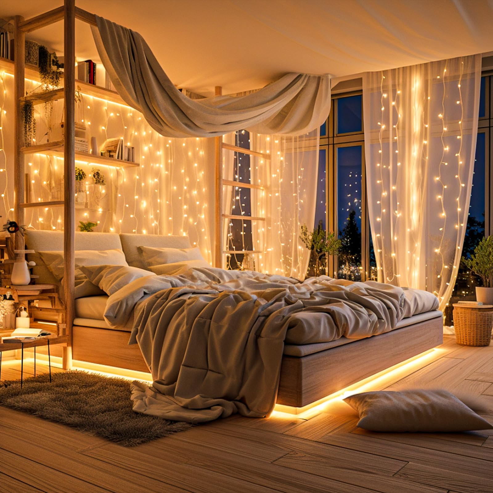 132Ft 400 Led Christmas Lights Outdoor, 8 Modes Clear Wire Christmas String Lights Indoor, Plug In Twinkle Fairy Light For Bedro