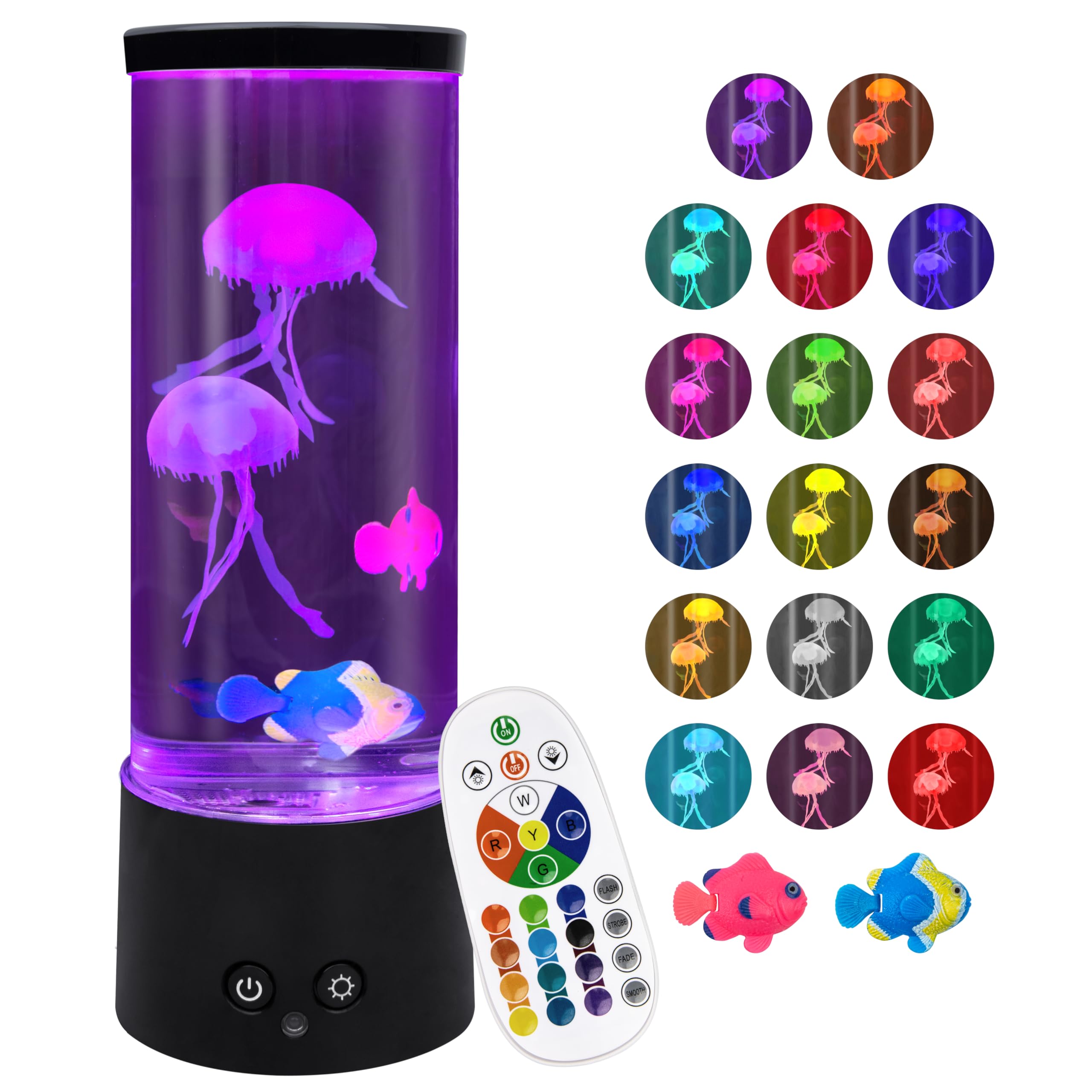 Eglagen Jellyfish Lamp, Electric Jellyfish Lighting, Jelly Fish Tank Table Aquarium Lamp with 17 Colors, Floating Jelly Fish Nig