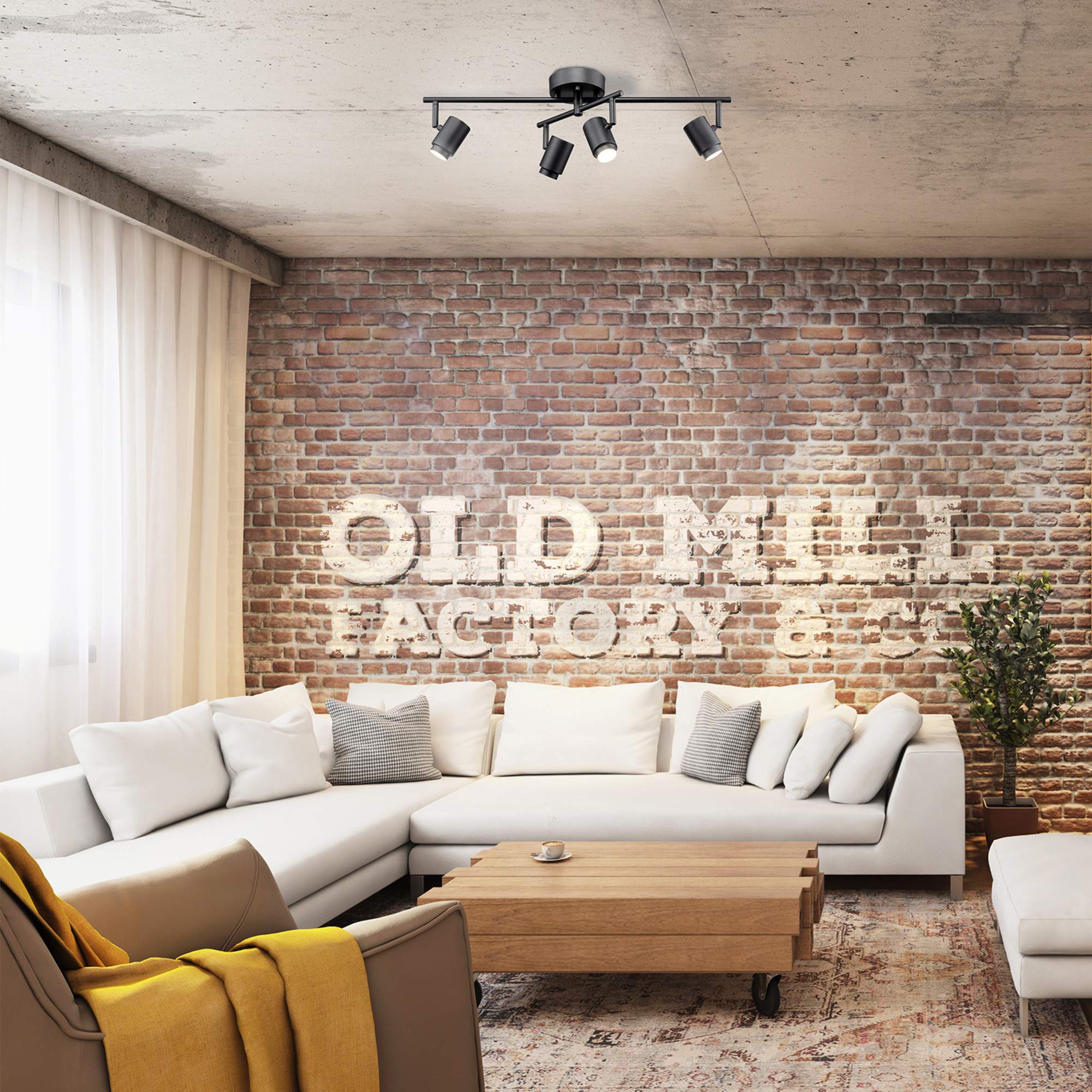 Globe Electric Walton 4-Light 29W Integrated Led Track Lighting, Matte Black, Swivel Center Bar, 1800 Lumens, 3000 Kelvin Warm W