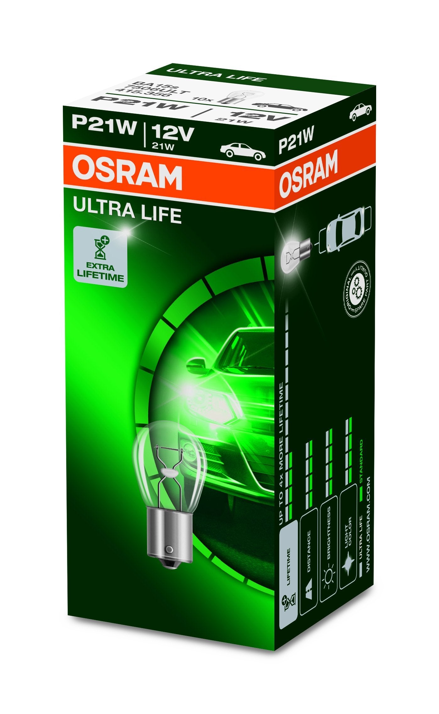 OSRAM ULTRA LIFE P21W indicator, tail, position and number plate light 7506ULT longlife 1 piece in folding box