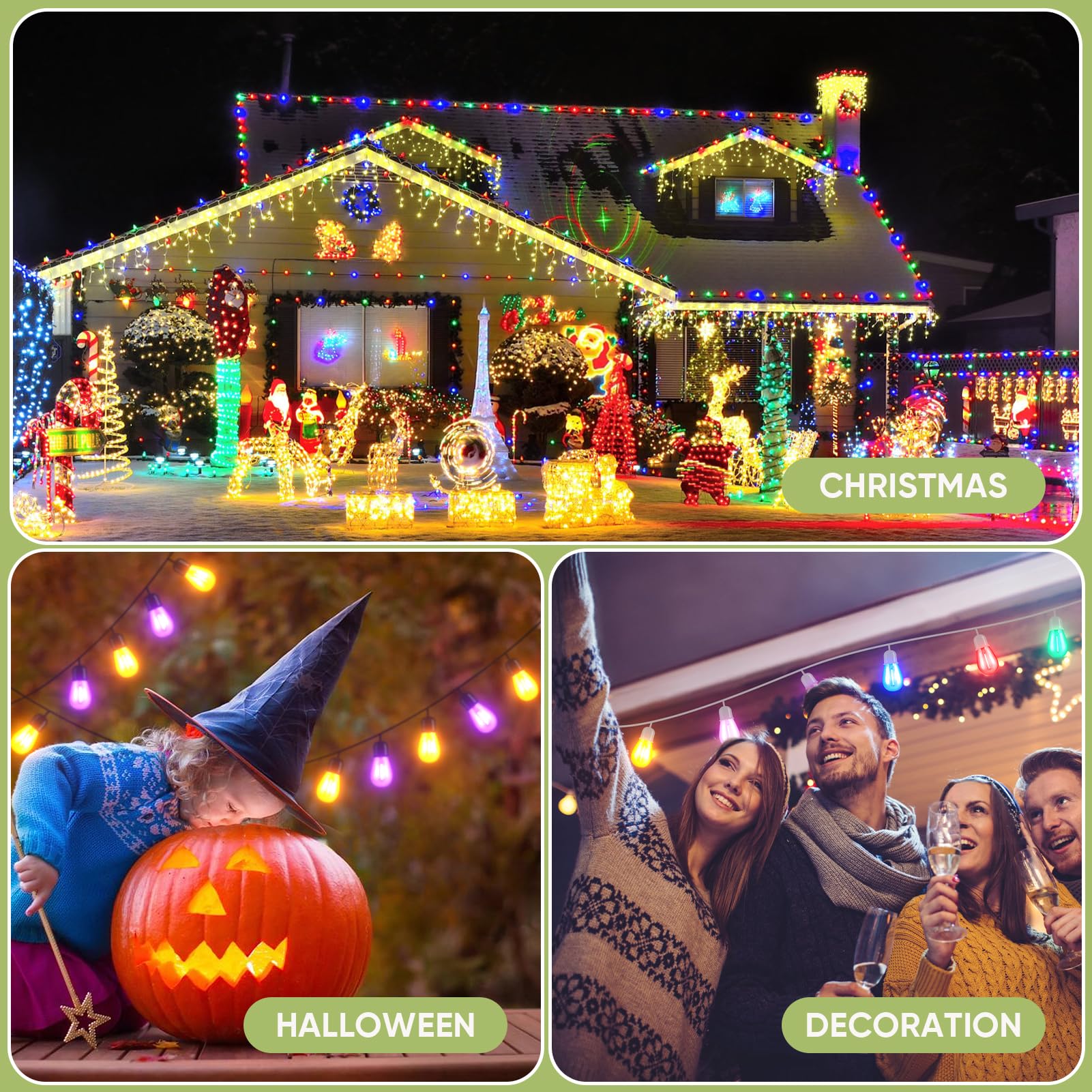 12-Pack Blue String Light Bulbs  Patio String Light Replacement Bulbs For Outdoor Indoor  1W E26 Base S14 Led Colored Light Bulbs For Christmas Halloween Holiday Home Decor