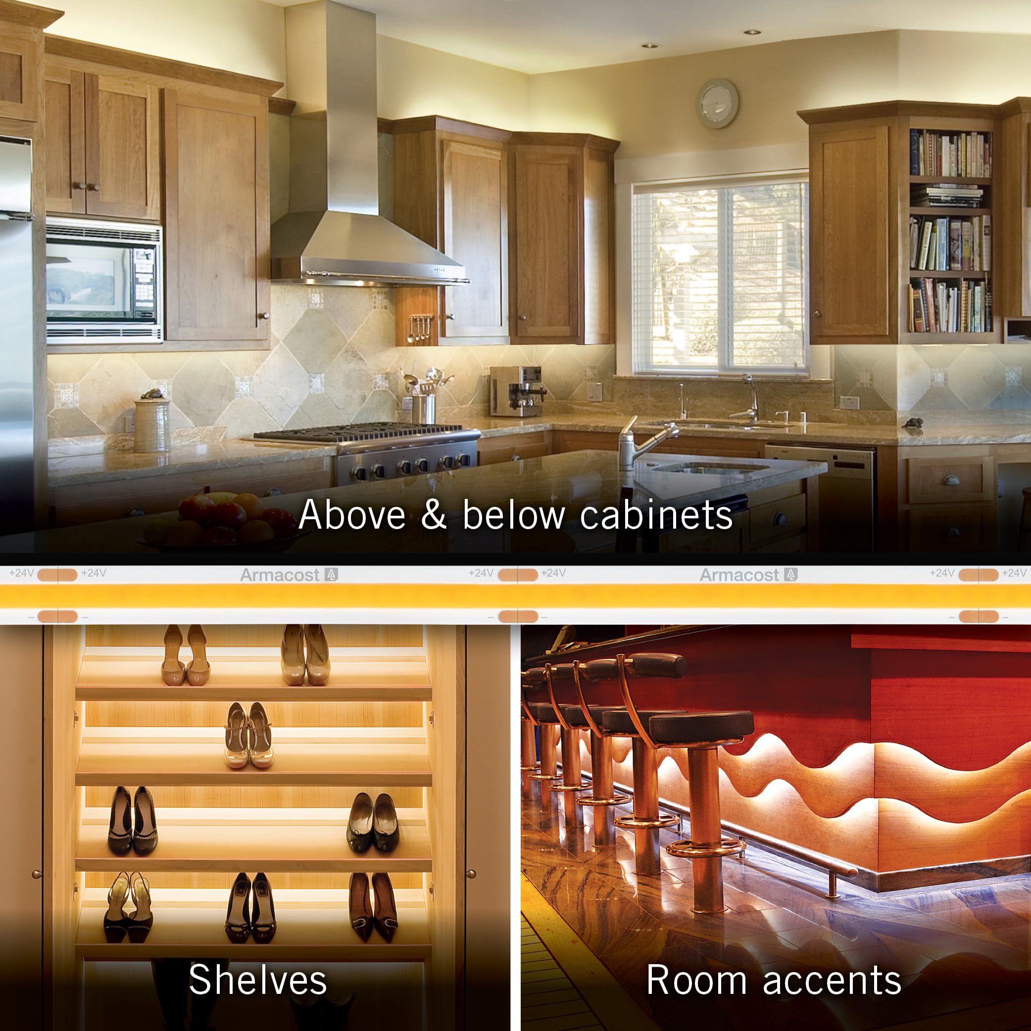 Armacost Lighting Ribbonflex Lux Ac Dimmable White Cob Led Strip Light Kit Soft White 3000K 421570