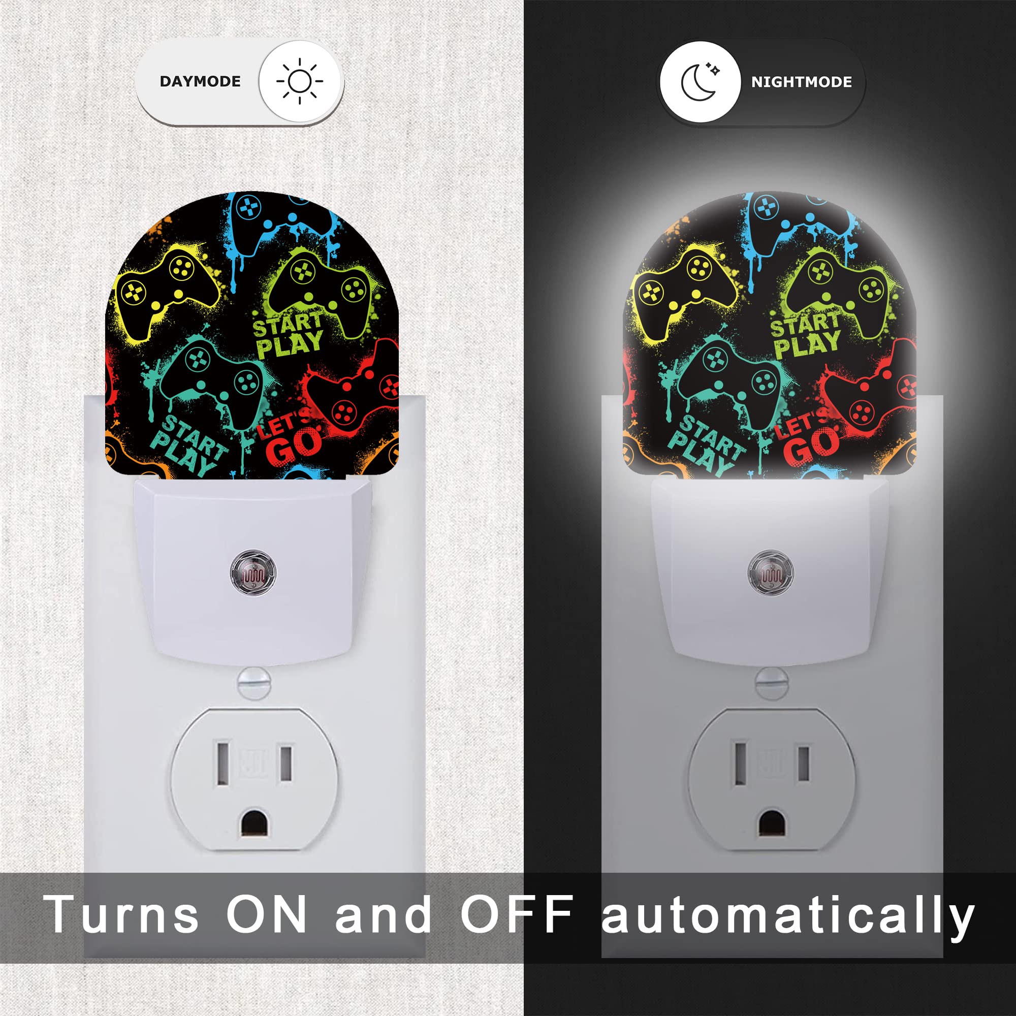 Aowula Gampad Gamer Night Light,Night Lights Plug Into Wall Decor For Stairway/Hallway/Kitchen,Dusk To Dawn Sensor Nightlights F