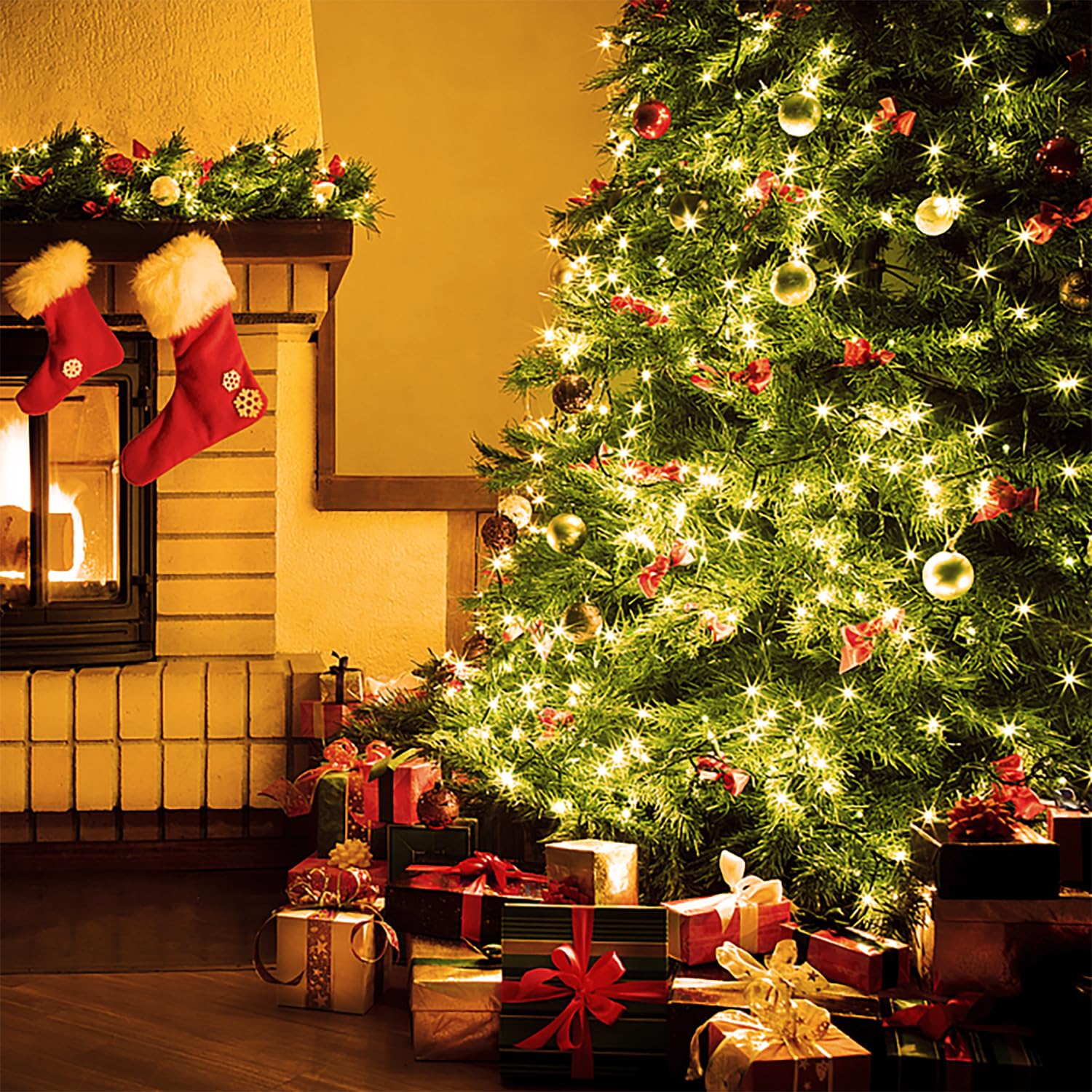 FairyGlim Extra Long 264Ft 800 LED Christmas Lights, Green Wire, 8 Modes, Cool White, Model CX-36V-5000LHWW