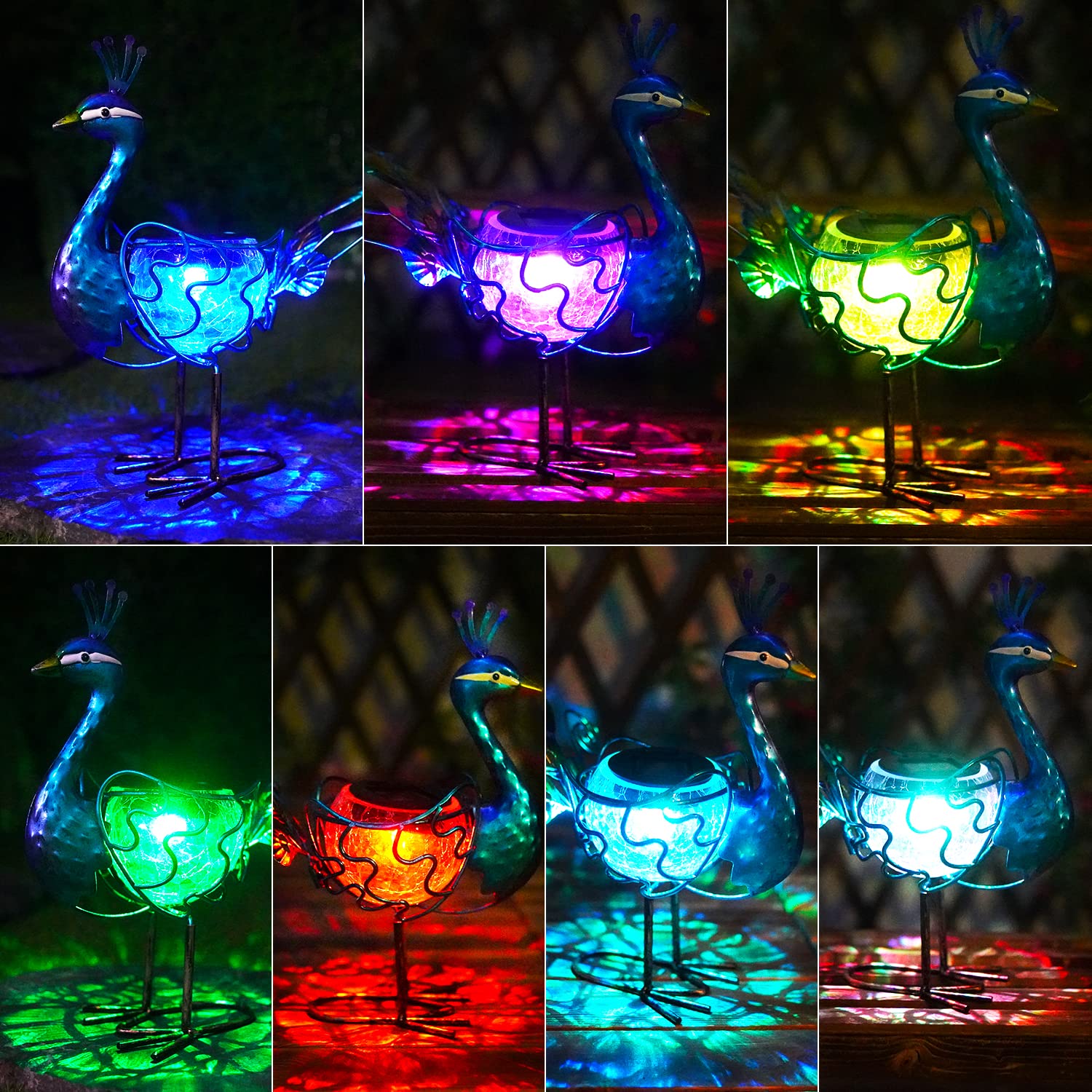 Hongland Solar Peacock Statue Light - Waterproof Metal Led Yard Art For Outdoor Decor