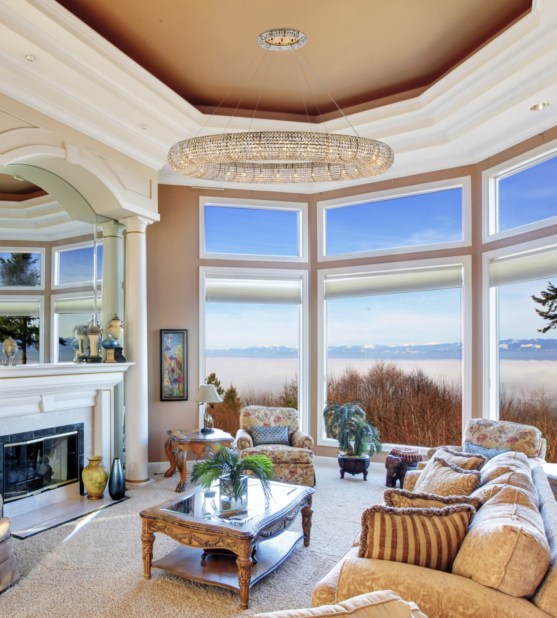 Elegant Lighting 30-Light Crystal & Steel Chandelier, Chrome Finish, Multicolor