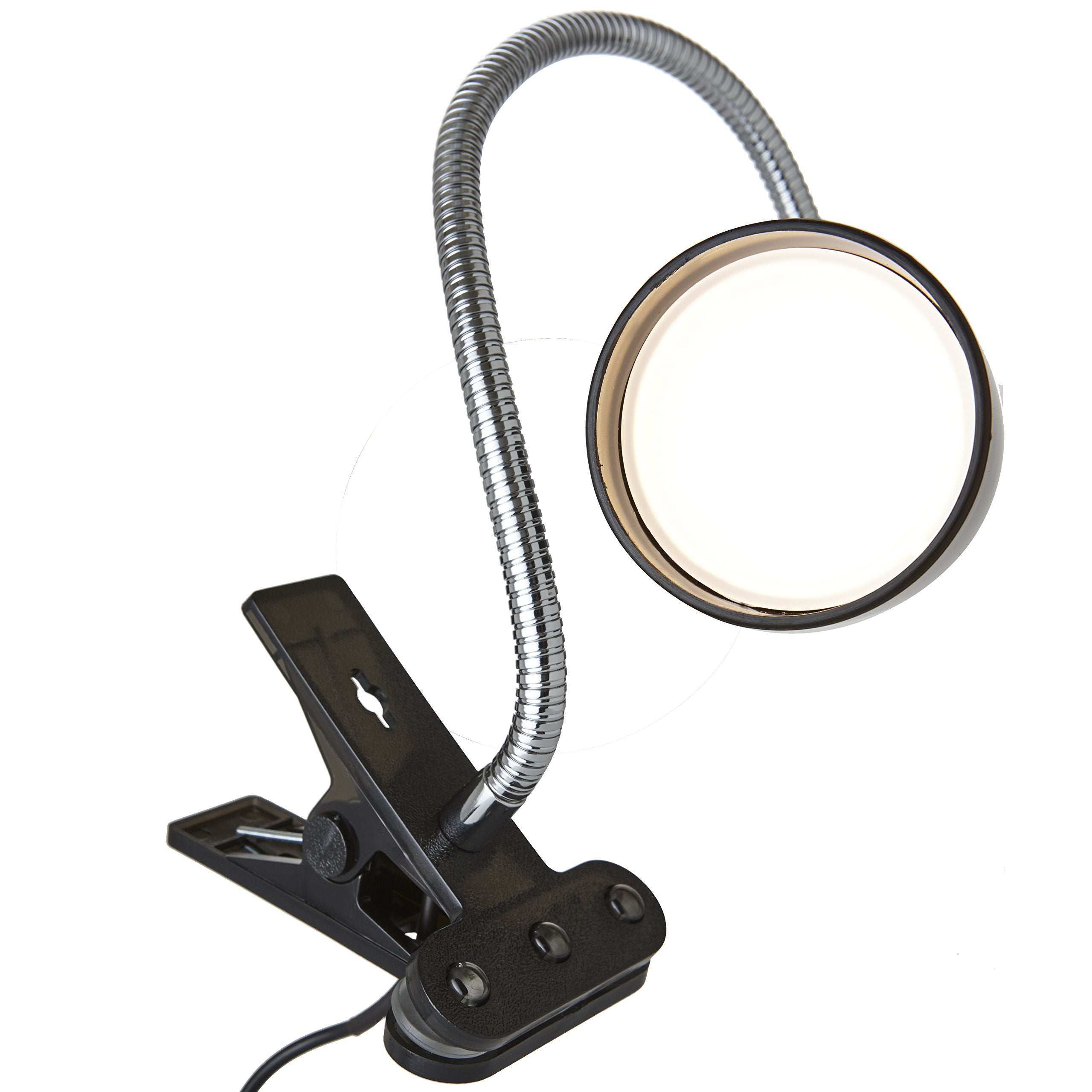 Newhouse Lighting NHCLP-LED-BLK Black Metal Flexible Clamp-Style LED Desk Lamp, 3000K Warm White, 6 ft Power Cord