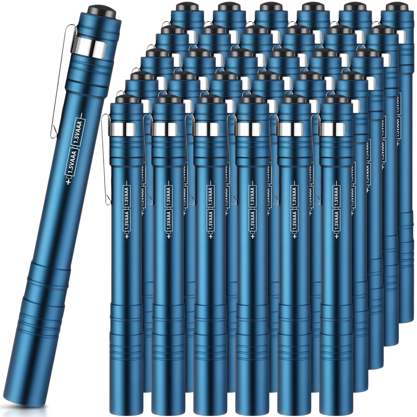 Rossesay Mini Pen Flashlights 30 Pack LED Aluminum Pocket Lights Blue Model XUU-Rossesay-2692