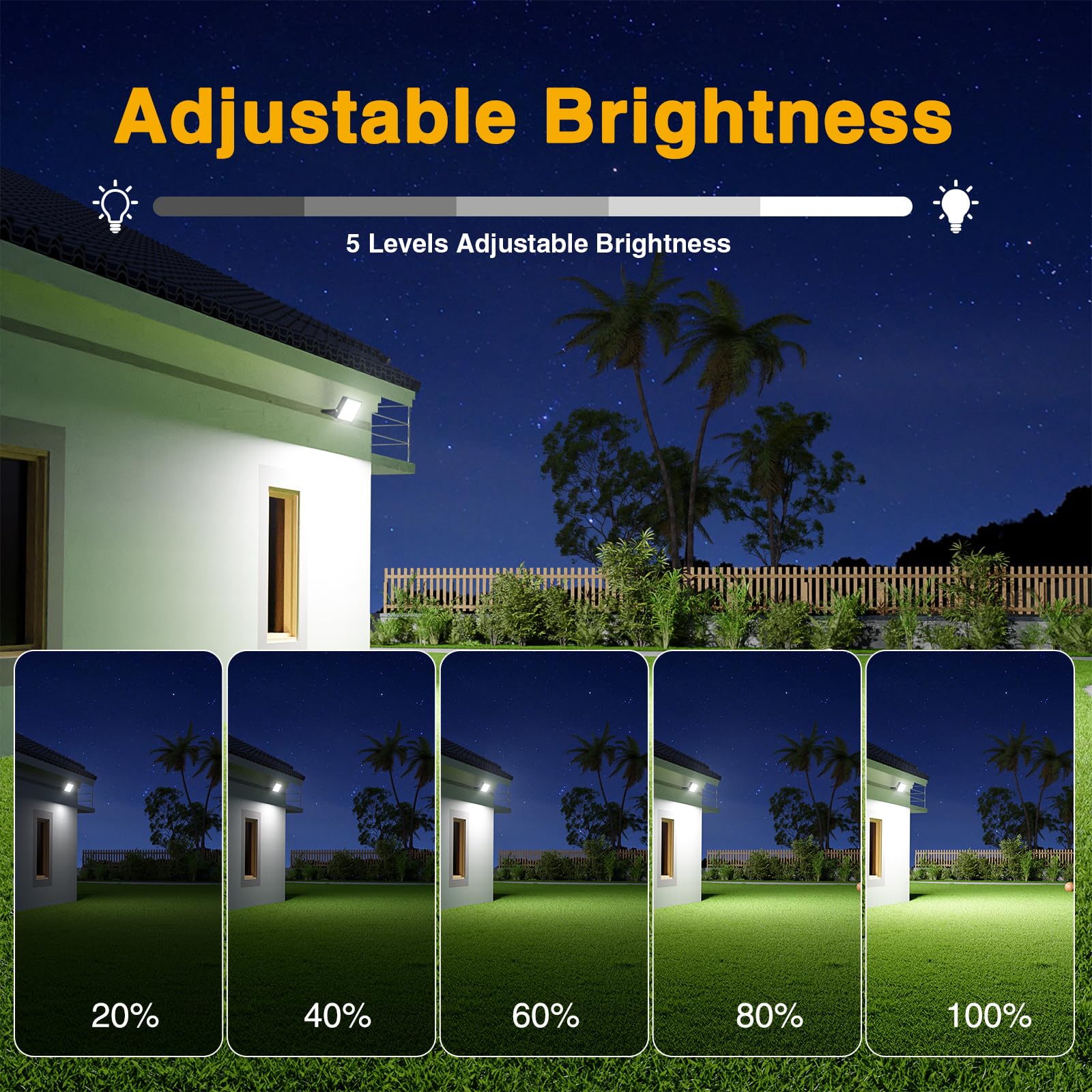 Onforu 100W Dusk to Dawn LED Flood Light, Adjustable Brightness 9000lm, IP66 Waterproof, Black, 2 Pack, Model D100