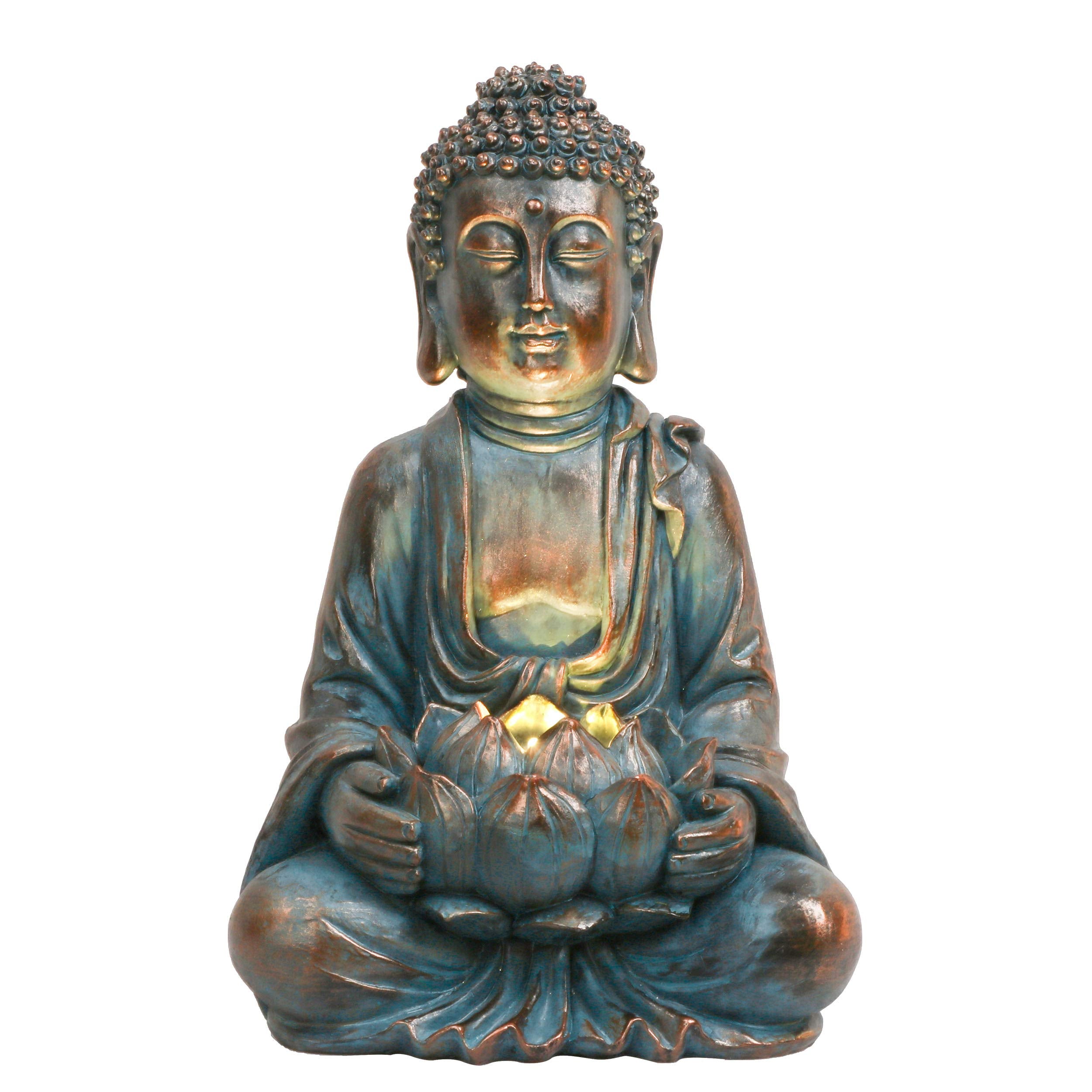 TERESAS Collections Meditating Buddha Statue for Garden Decor with Outdoor Solar Lights  Large Resin Outdoor Decor Garden Statue Sculpture for Home Lawn Yard Decor Gifts for Dad and Mom  10.4