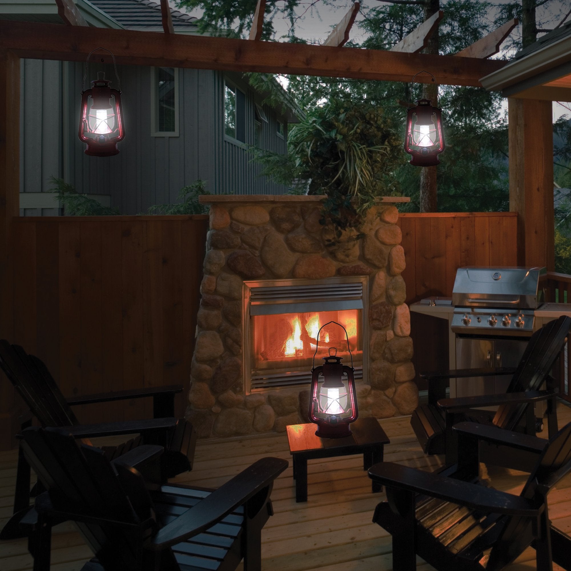 Northpoint Vintage Style Red Hurricane Lantern, 12 LEDs, 150 Lumen, Battery Operated, Metal and Glass, 10in x 6in x 6in, Model 190492