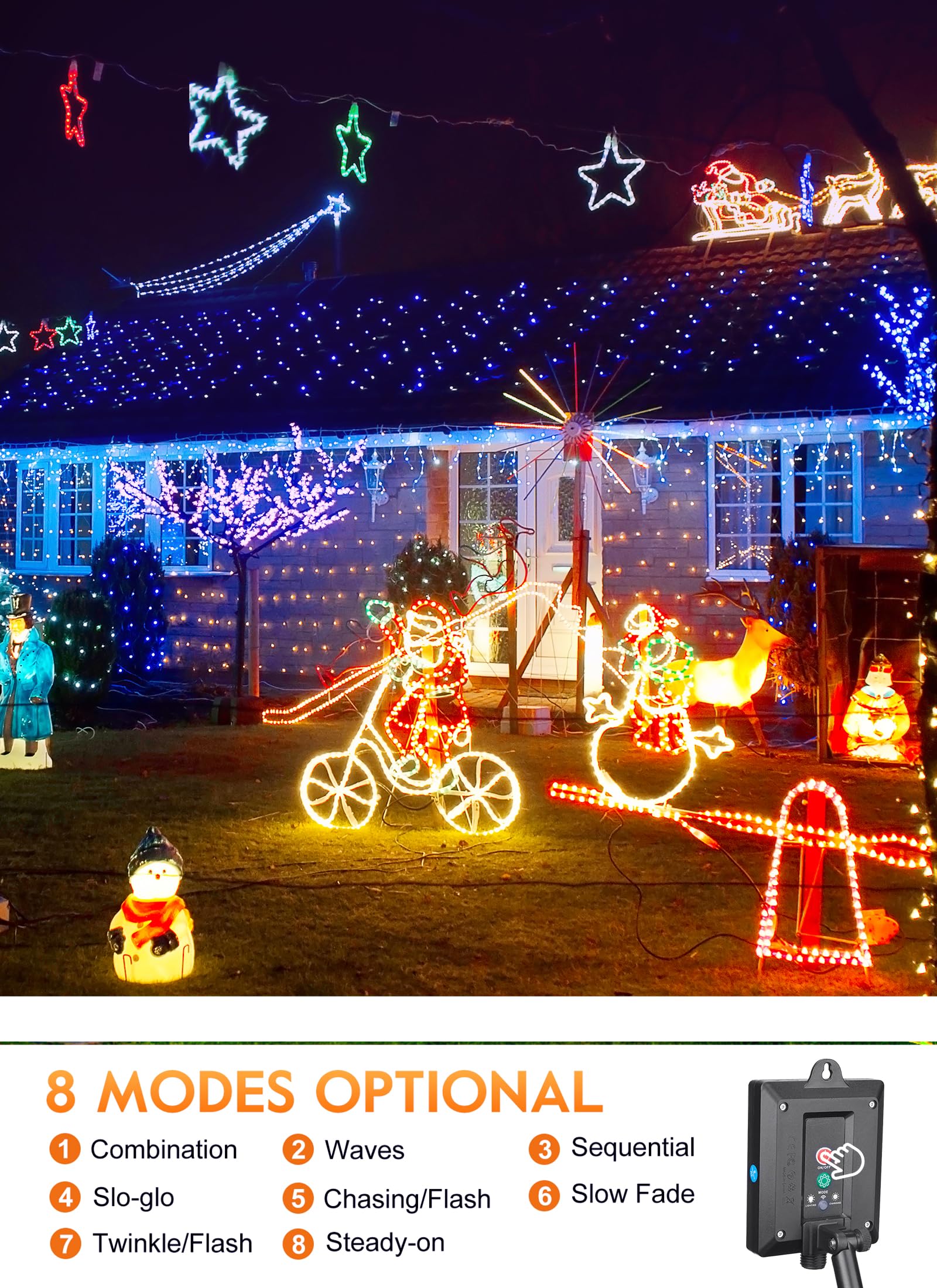 Brightown Solar String Lights Outdoor Waterproof, 18 Colors Changing 39Ft Fairy Rope Light Solar Powered With Remote, 100 Leds Multicolor Trampoline Light Rope Lighting For Outside Christmas Party