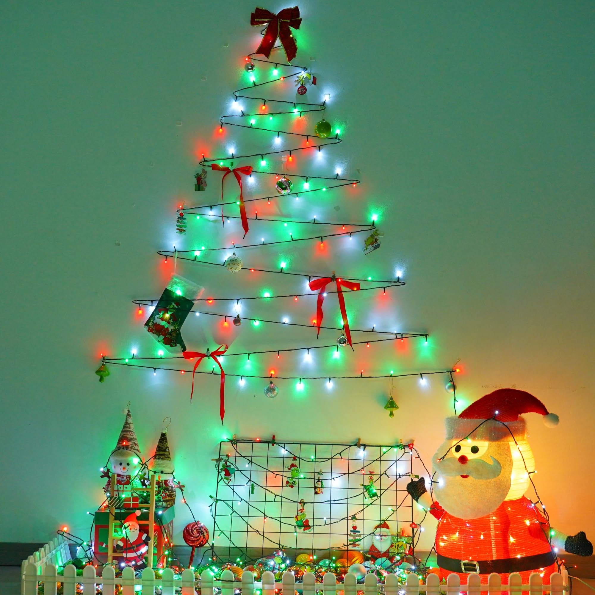 Yeguo 165Ft 500 Led Christmas Lights Outdoor Waterproof  8 Modes Red White And Green String Lights Plug In  Green Wire Twinkle Tree Lights Indoor With Timer Memory