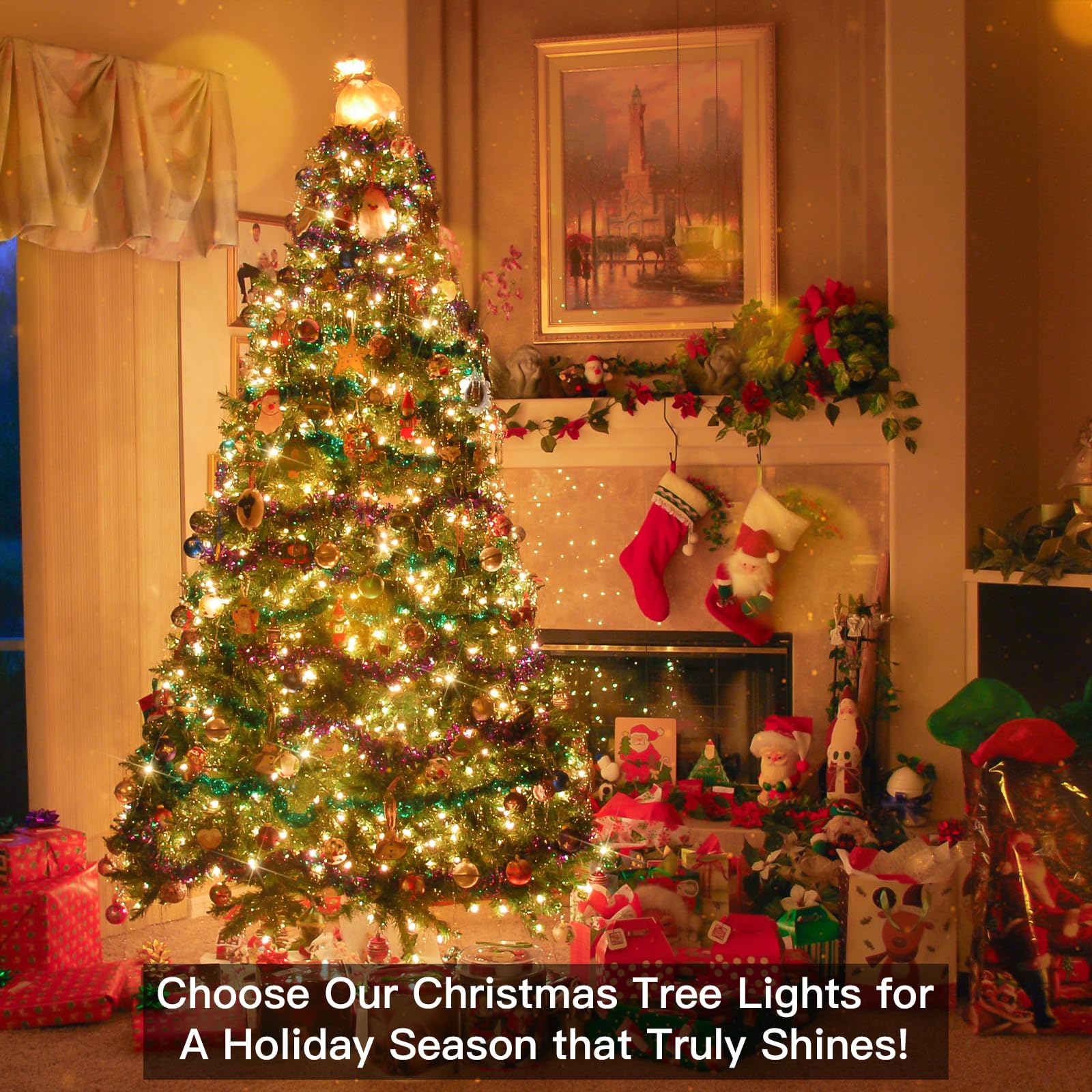 Suddus White Christmas Tree Lights Outdoor, 66Ft 200 Led Christmas String Lights With 8 Modes, Twinkle Lights For Christmas Tree, Bedroom, Backyard, Patio, Porch, House Decoration