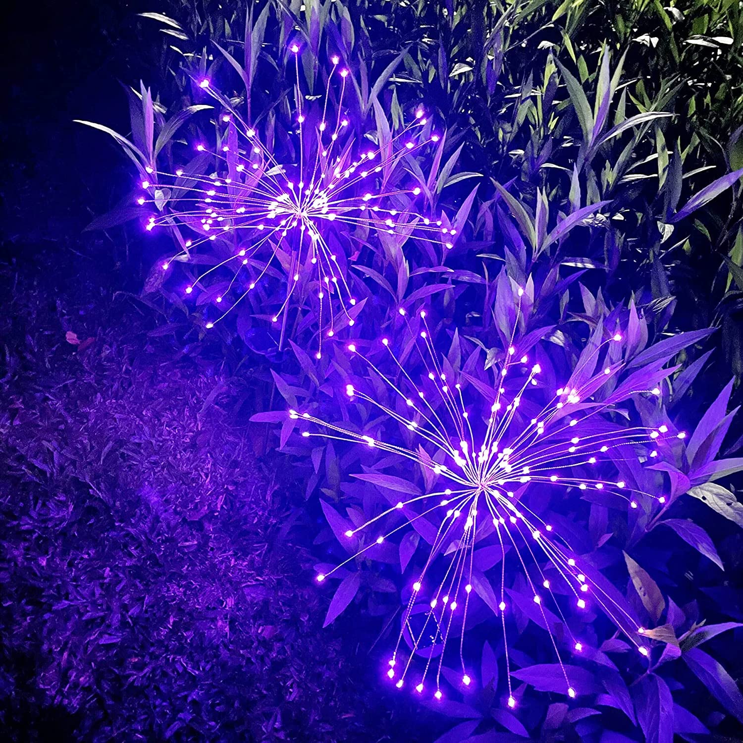 JJGoo Solar Firework Lights, 2 Pack 150 LEDs, Waterproof Outdoor Decorative Lighting, Purple