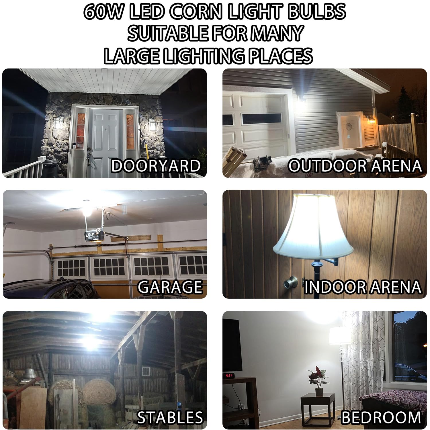 Ns 2 Pack 7530 Lumen A19 60W Led Corn Light Bulbs E26 Medium Base 6500K Cool White For Home Garden Lighting Garage Backyard Offi