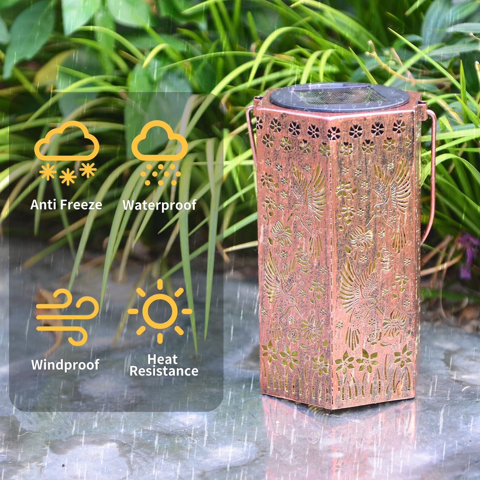 Solar Cardinal Lanterns Outdoor Hanging Lights  Gifts For Mom Dad Men Women  Hollowed-Out Metal Decor Lantern  Waterproof Led Decorative Garden Light
