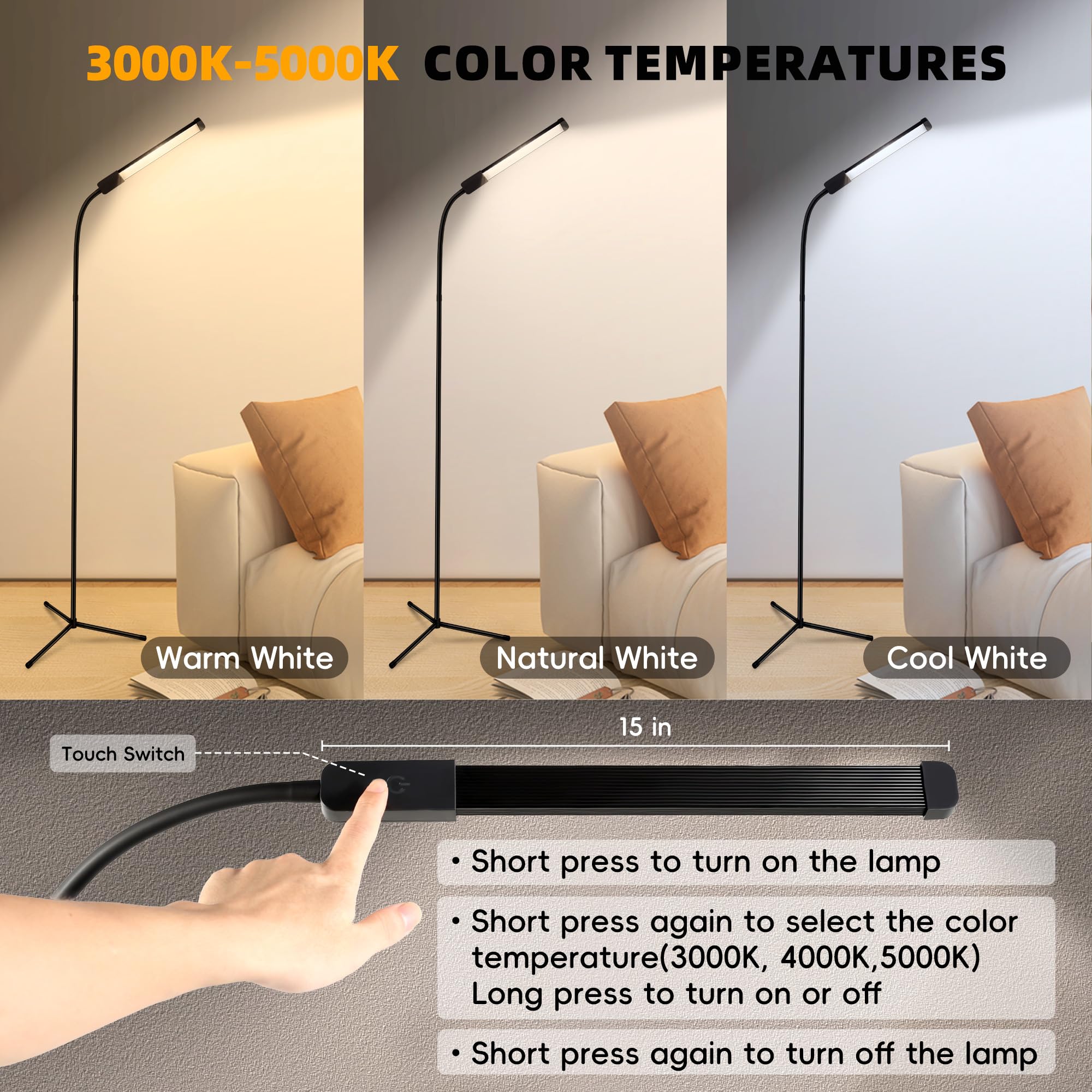 Hanaking Floor Lamp, Bright Led Lash Lamp For Eyelash Extensions, Dimmable Brightness And 3 Colors Lash Light, Adjustable Height