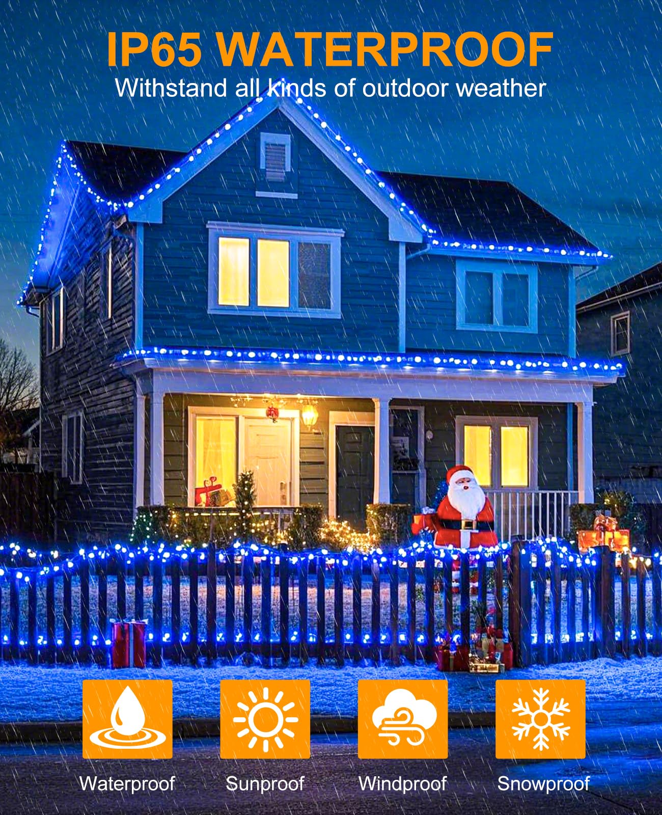 Xmasbokeh 157Ft 480 Led Christmas Lights Outdoor  Plug In Christmas Tree Lights Waterproof  8 Modes Green Wire Fairy String Light For Indoor Home Patio Tree House Holiday Decorations  Blue