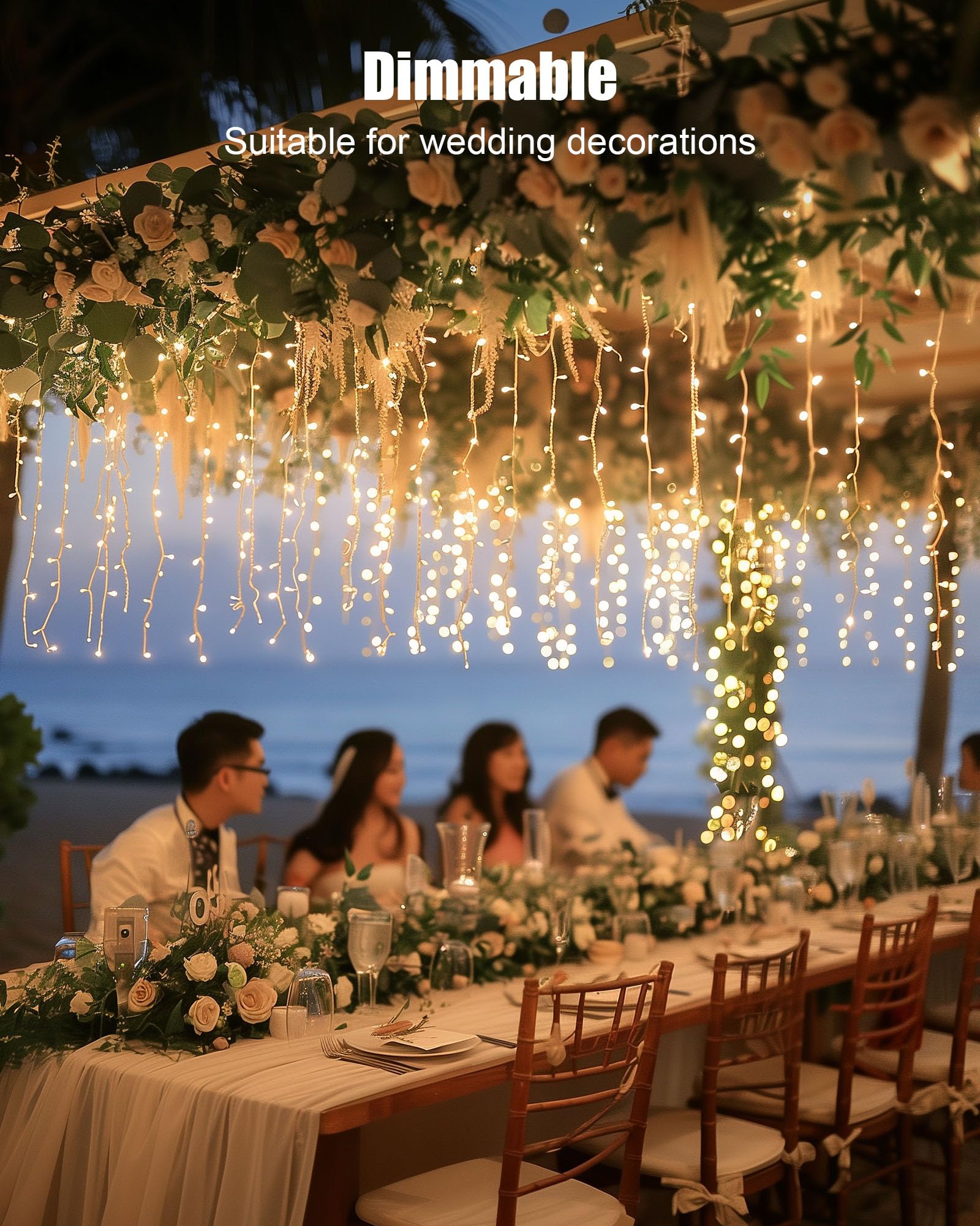 Minetom Icicle Lights For Outside, 66Ft 736 Led Warm White Christmas Lights With 138 Drops, Icicle Christmas Lights Outdoor With