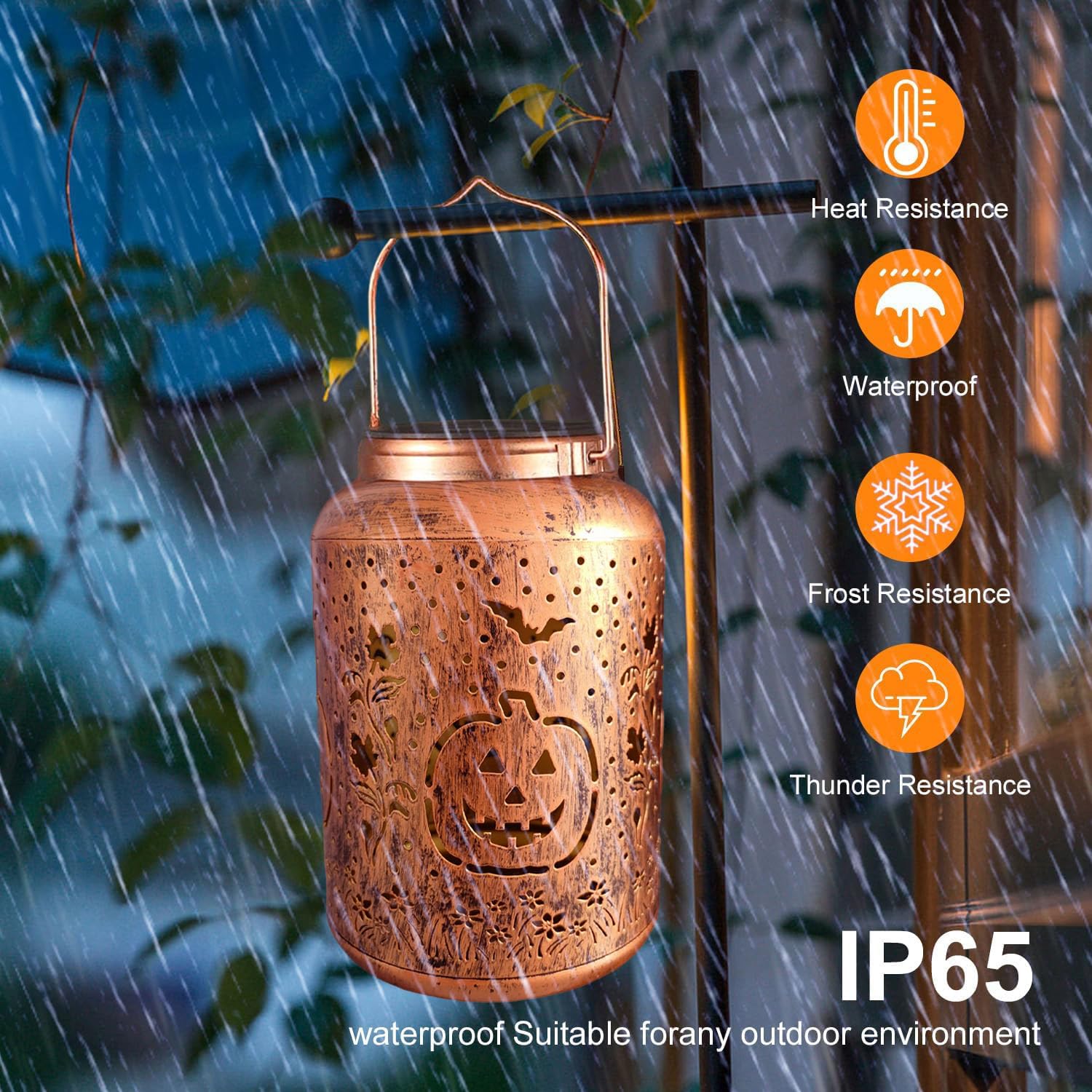 Halloween Decorations Solar Lanterns Outdoor Waterproof Pumpkin Garden Decor Gifts  Halloween Pumpkin Lantern Lights Hanging Solar Lights For Halloween Party  Yard  Patio  Backyard  Porch