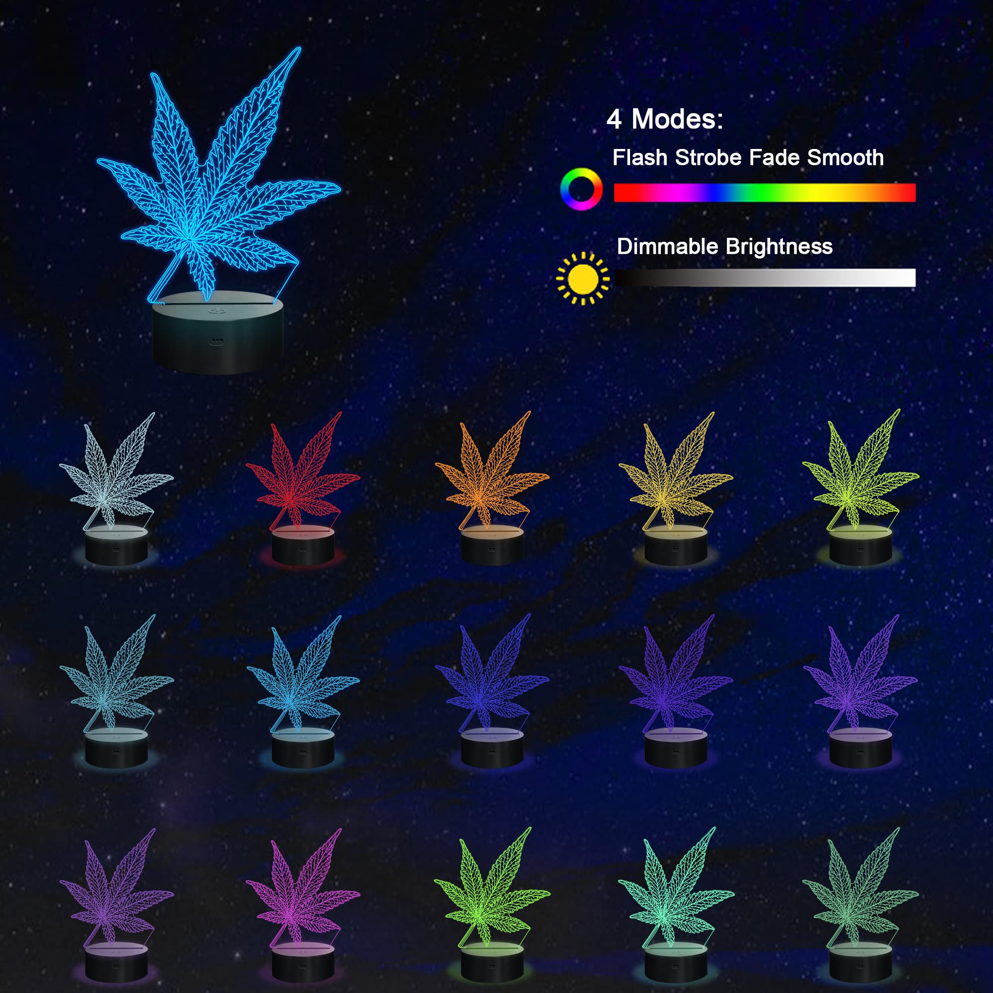 3D Leaf Led Light 16 Color Changing Table Light Night Light With Remote Control 16 Colors Changing Table Desk Bedroom Decor Opti