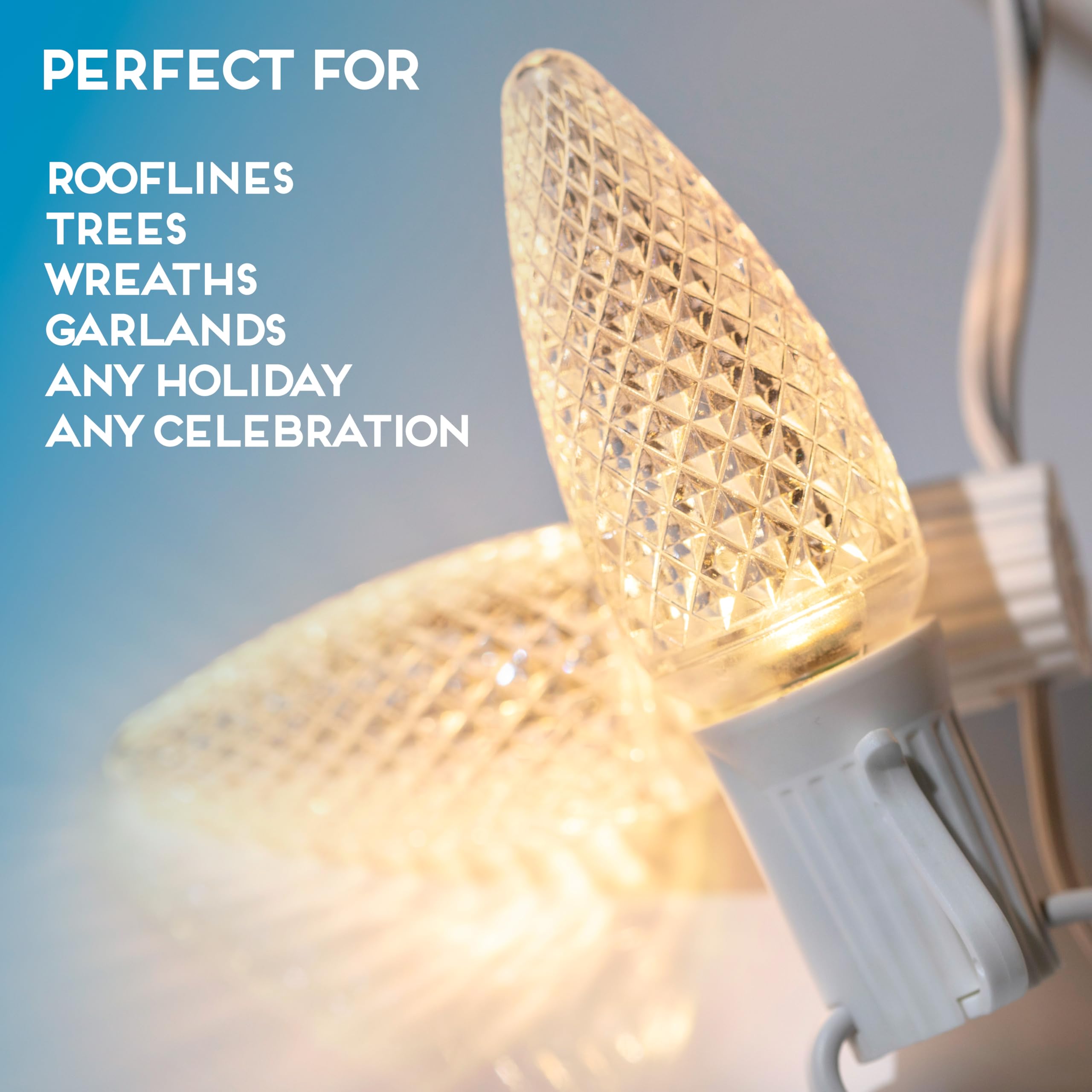 Hlo Lighting C9 Christmas Lights Set Of 25 | Sun Warm White Led Bulbs For Indoor & Outdoor Use | Durable Acrylic Replacement Bulbs