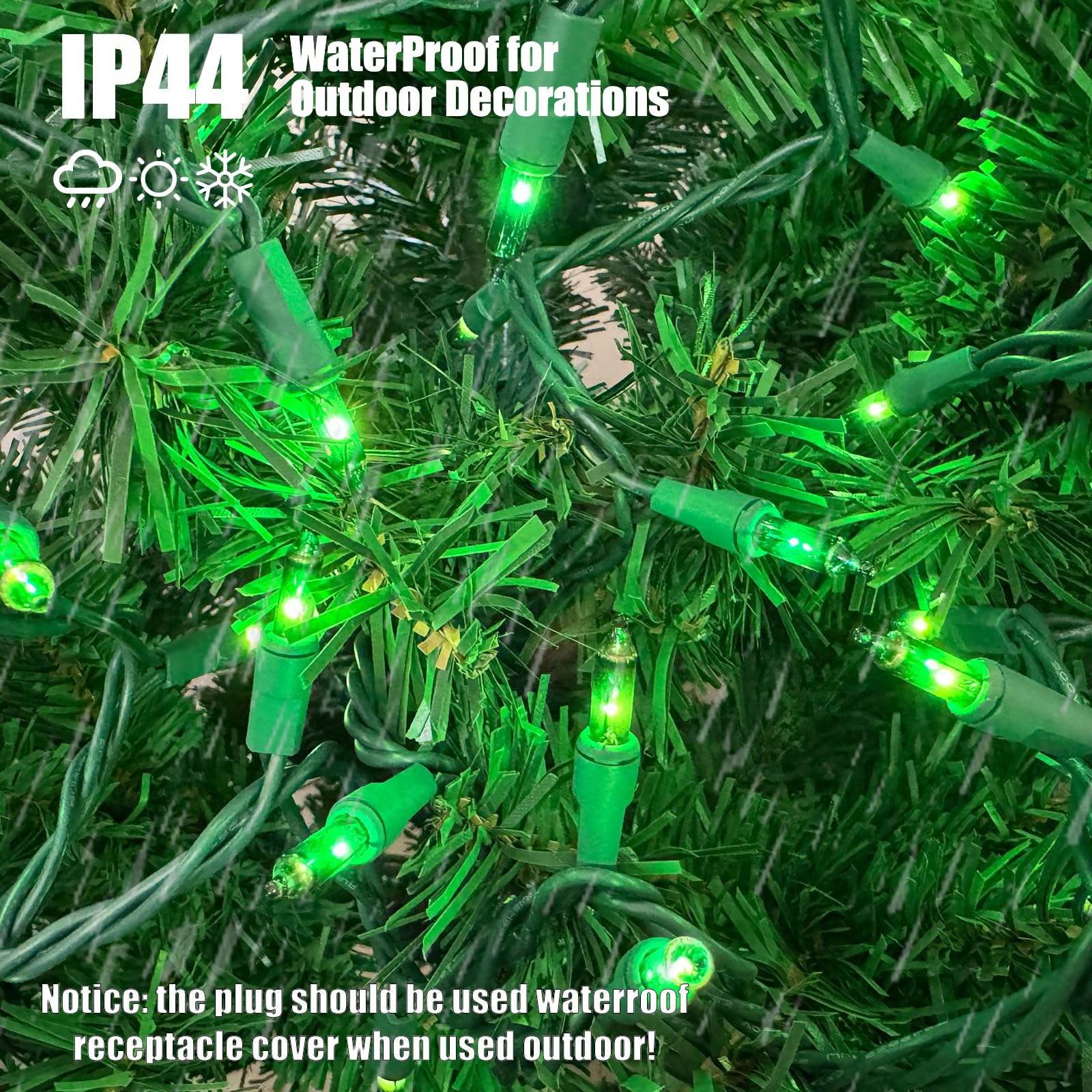 HISHINY Green String Lights 100 Count Mini St Patricks Decorations 21ft UL Certified Copper Wire