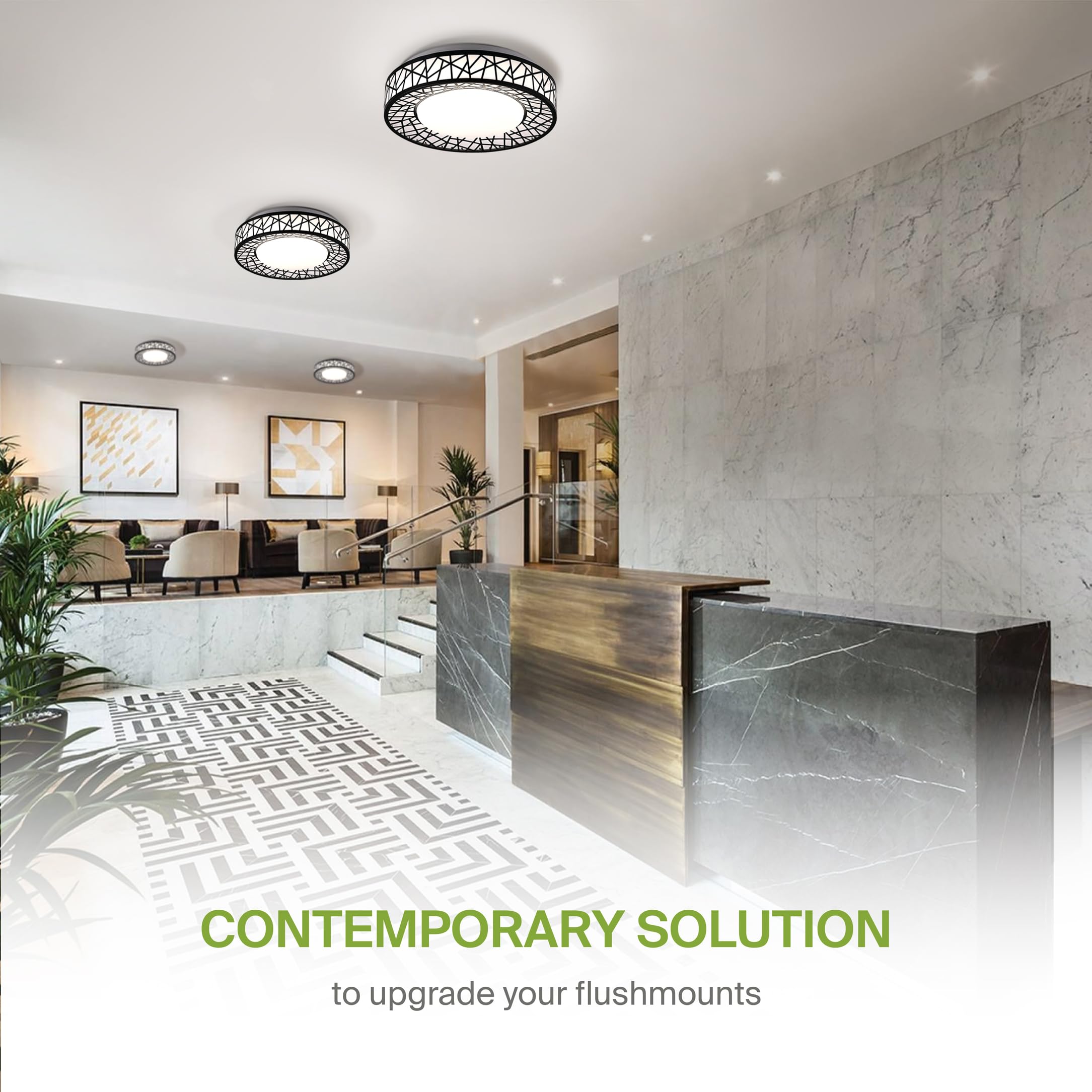 ASD 12 Inch LED Flush Mount Ceiling Light, 20W 1113LM, Dimmable, Iron Housing, Matte Black, Model A-LOFT-FM-12D20BK