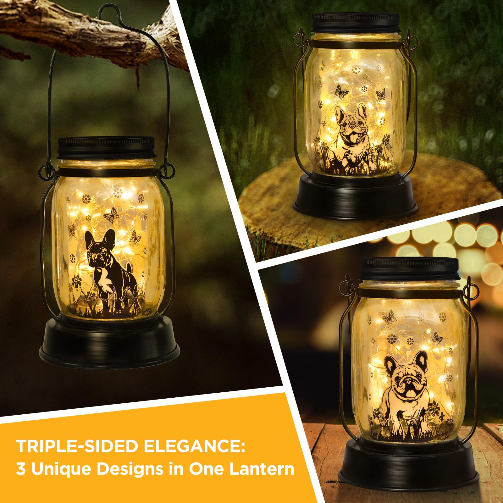 Kyoryuger French Bulldog Solar Lantern - Pet Memorial Lights for Garden, Yard, Patio, Porch - Dog Mom Birthday Gift